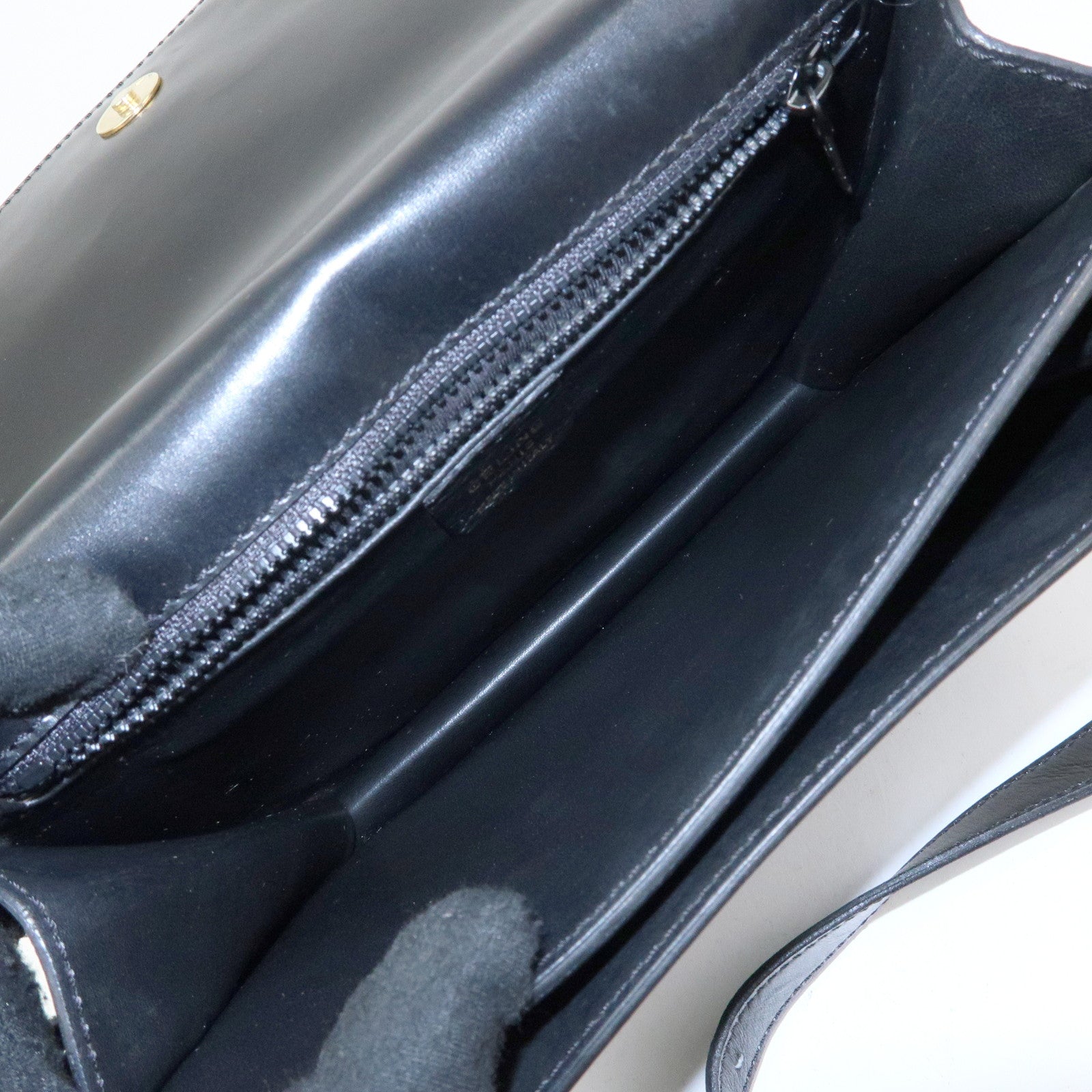 CELINE Leather Shoulder Bag Crossbody Bag Black