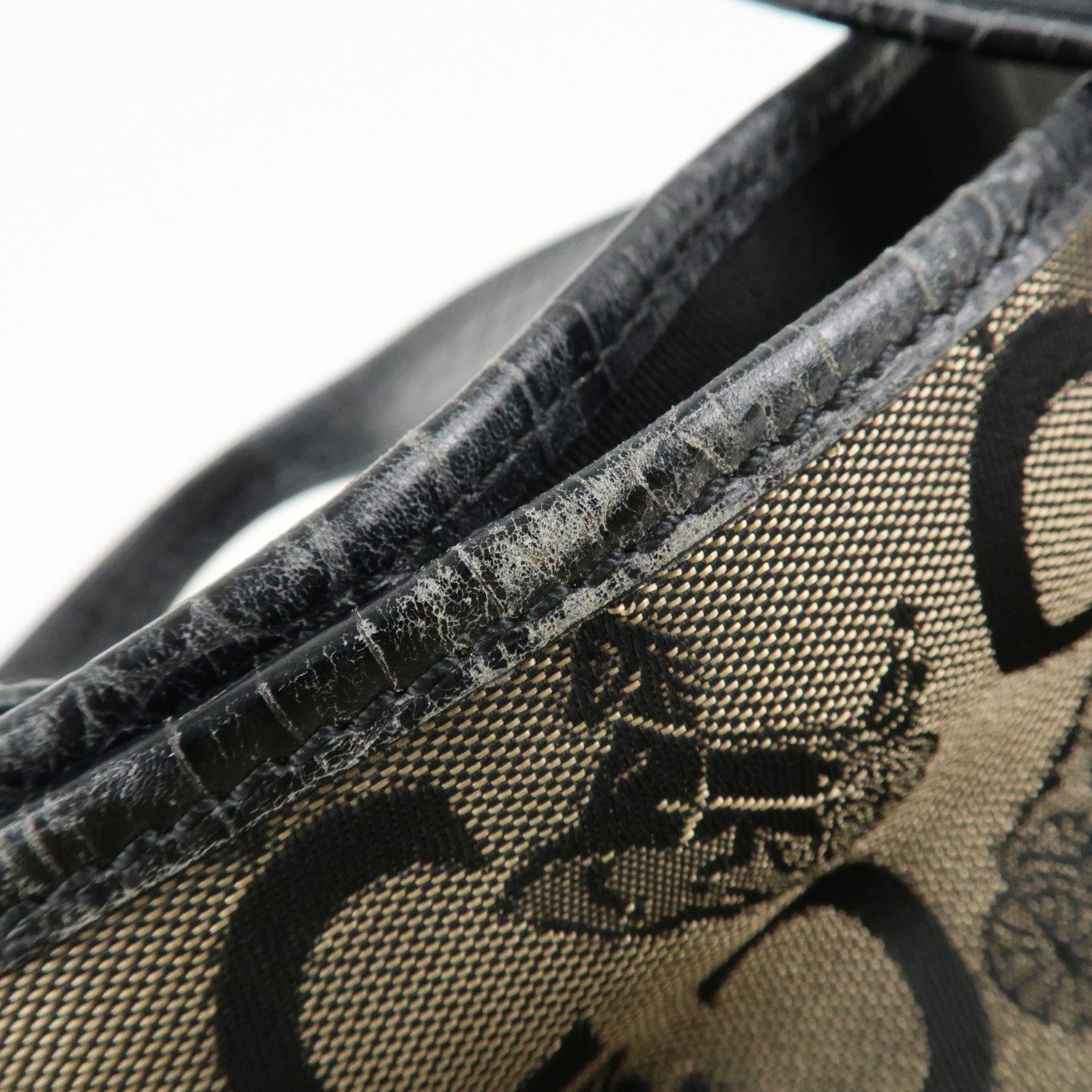 CELINE C Macadam Canvas Embossed Leather Bittersweet Shoulder Bag Used