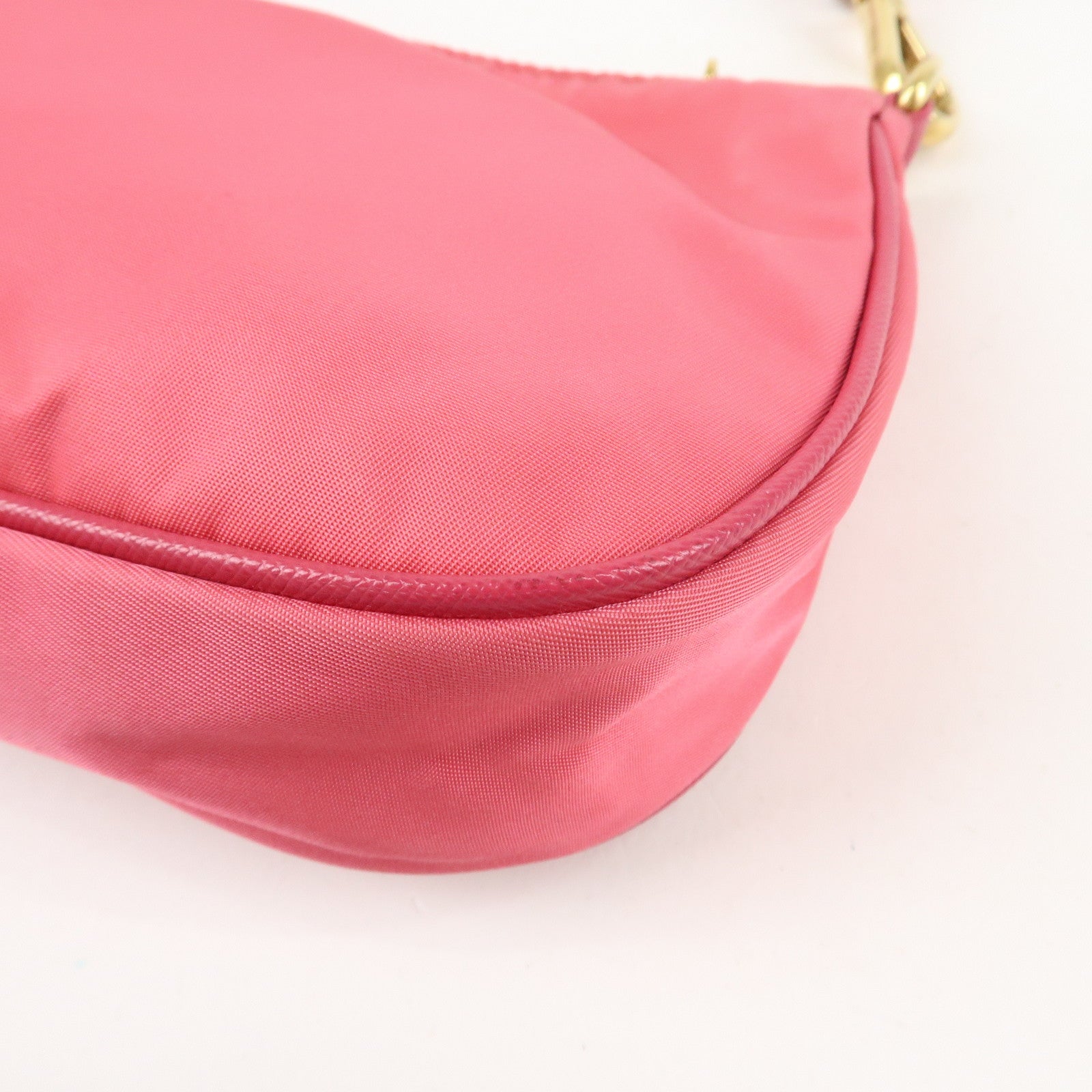 PRADA Nylon Saffiano Leather Shoulder Bag Hand Bag Pink Used