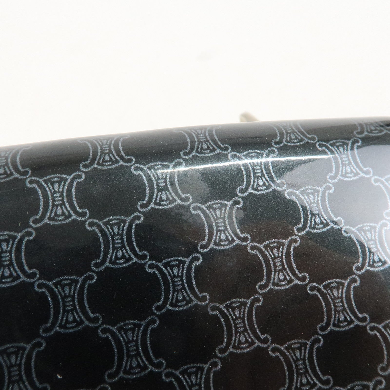 CELINE Macadam Leather PVC Waist Pouch Black Silver HDW MC99/2 Used