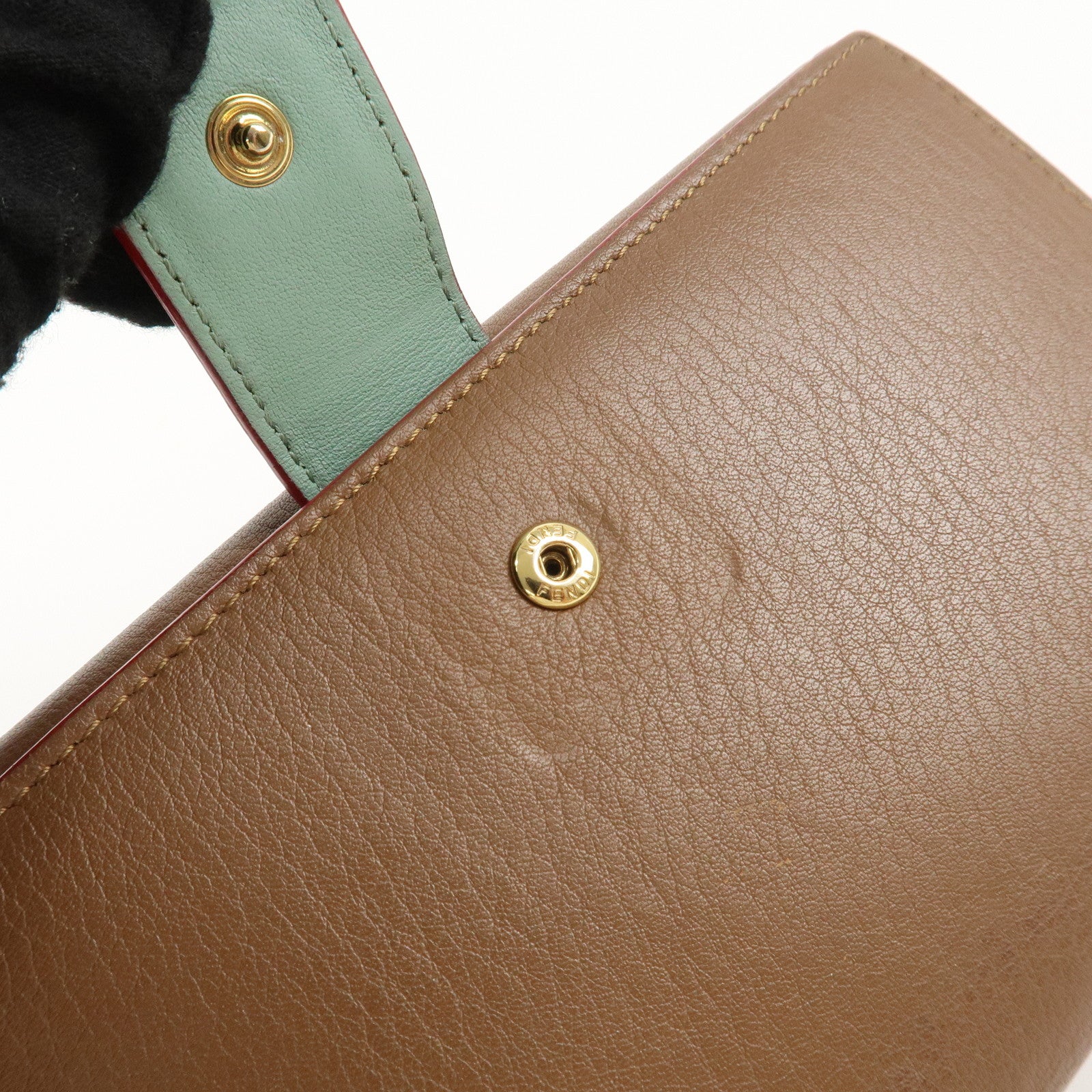 FENDI Leather Peekaboo Continental Wallet Brown 8M0308 Used