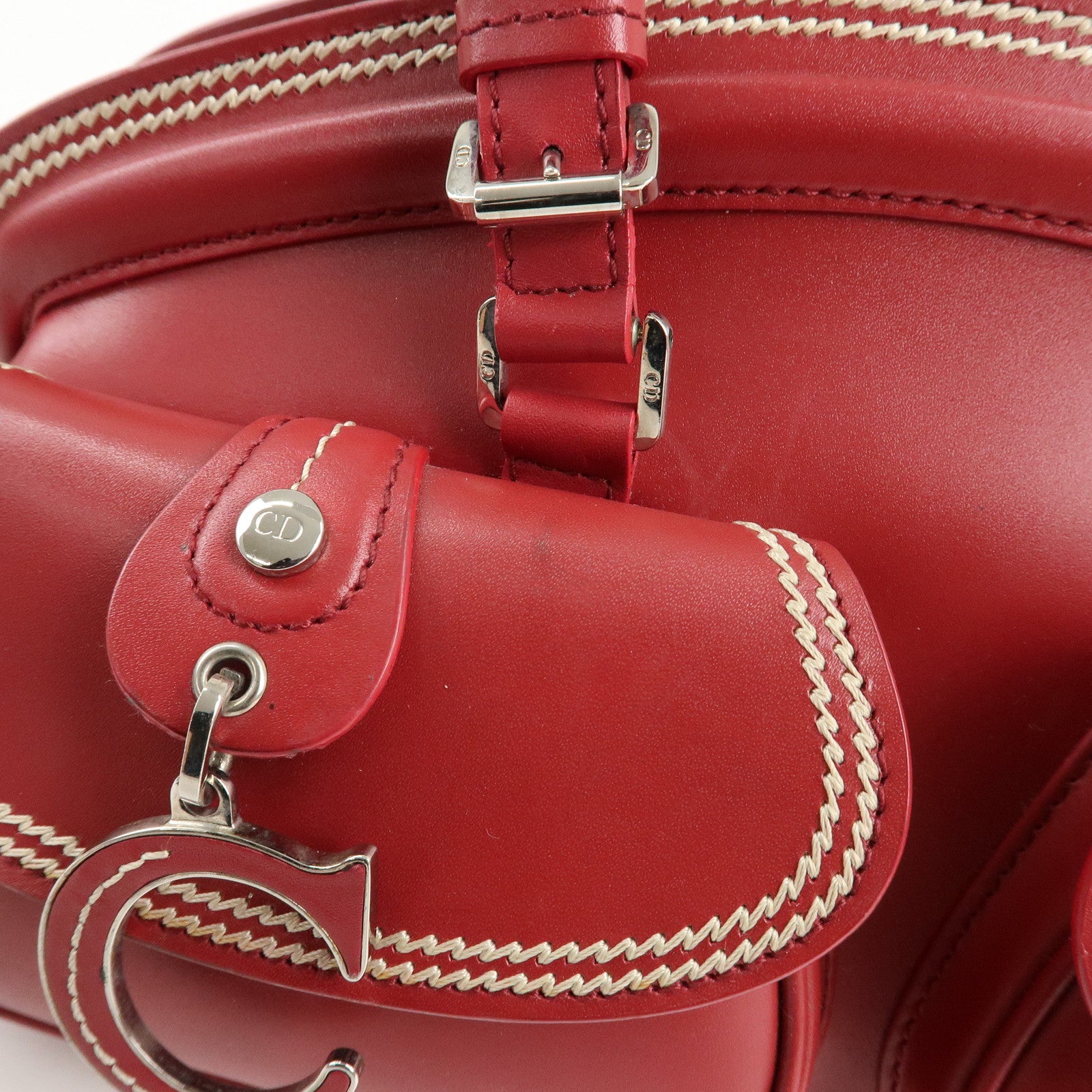 Christian Dior Detective Bag Satchel Bag Hand Bag Red Used