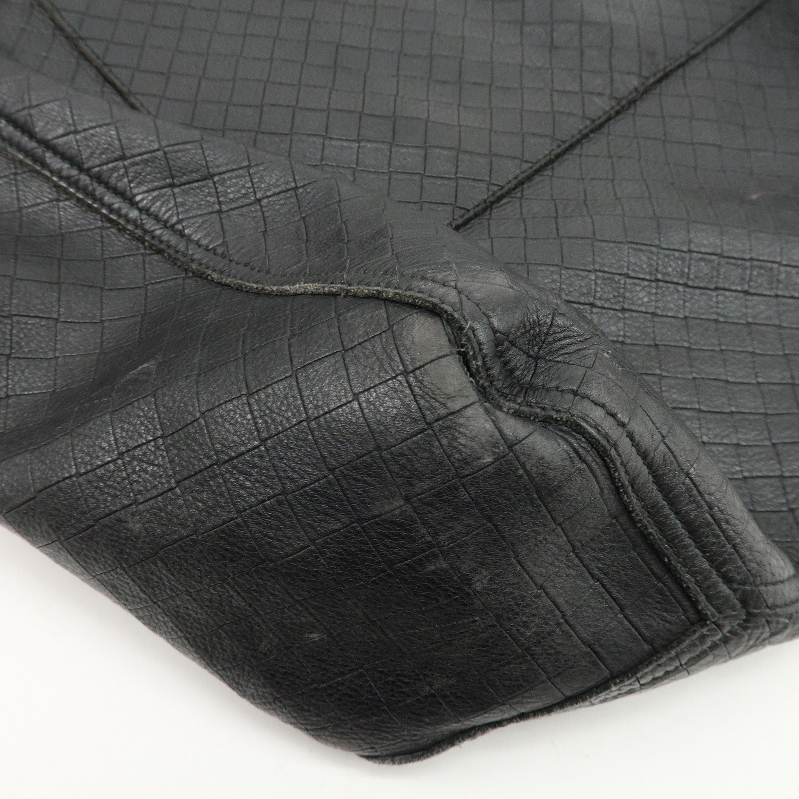 BOTTEGA VENETA Intrecciato Mirage Leather Shoulder Bag Black Used