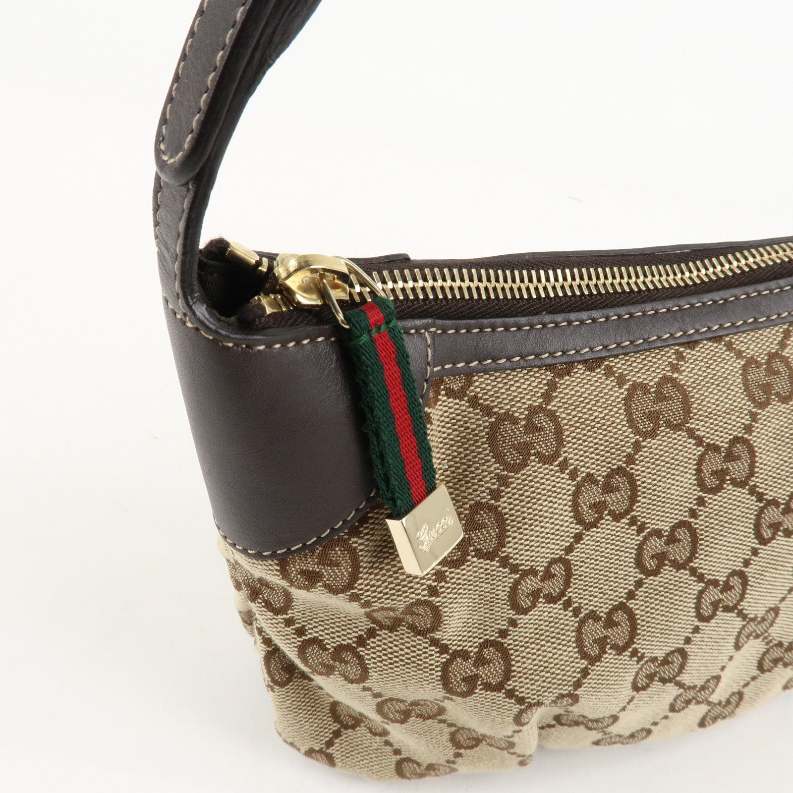 GUCCI Sherry GG Canvas Leather Shoulder Bag Beige Brown 224093 Used