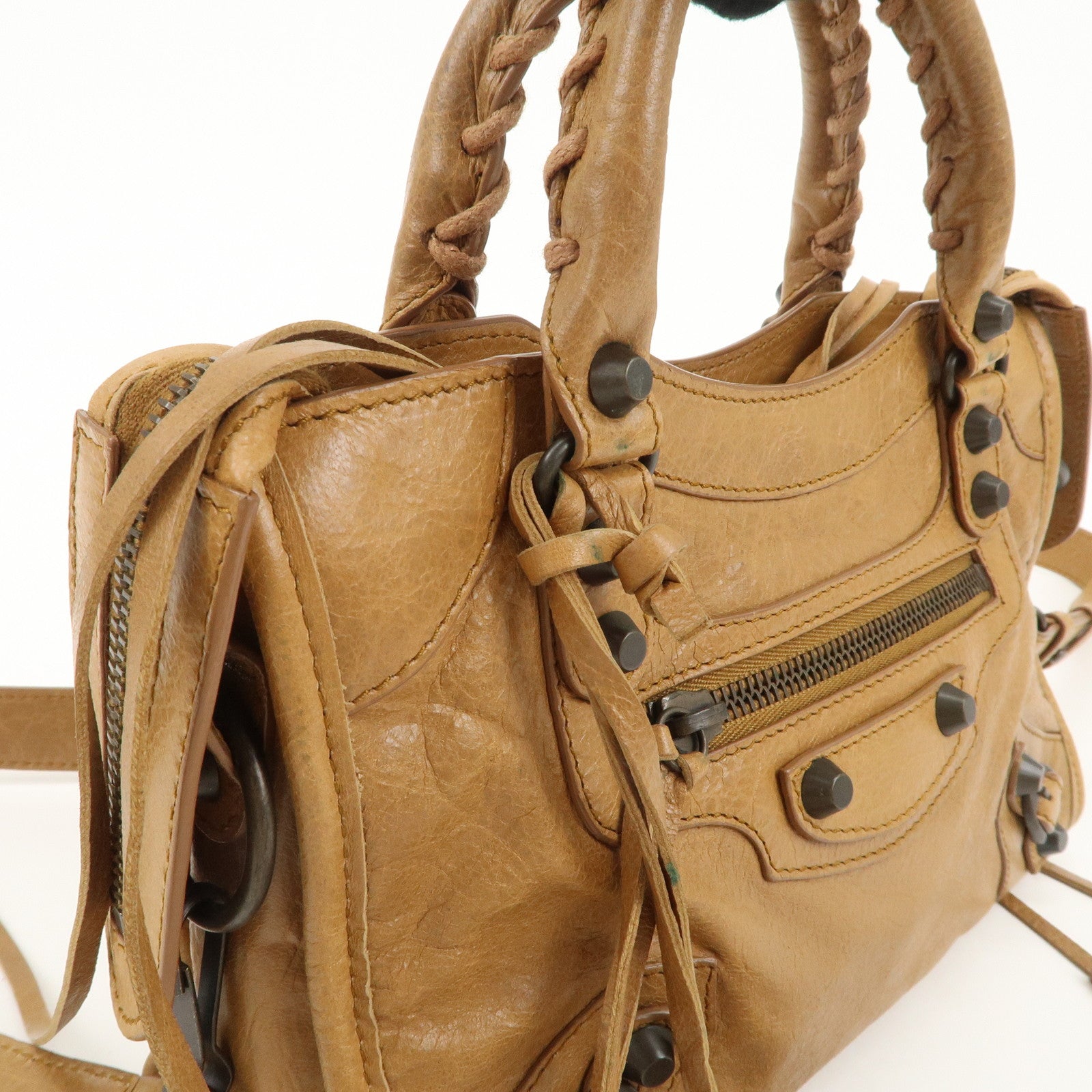 BALENCIAGA Mini City Leather Classic 2Way Bag Brown 300295 Used