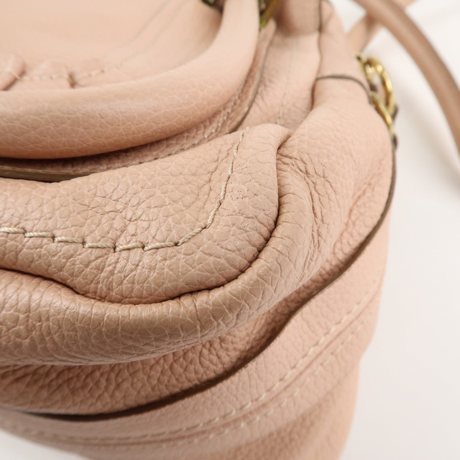 Chloe Paraty Leather 2Way Tote Bag HandBag Shoulder Bag Pink Beige Used