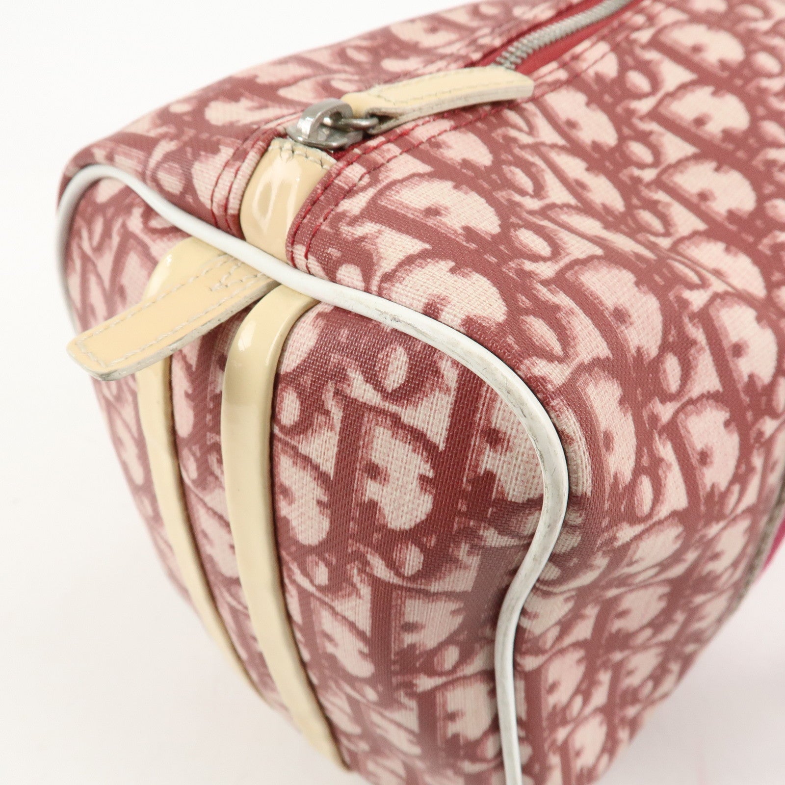 Christian Dior Trotter No.2 PVC Patent Leather Boston Bag Red Used