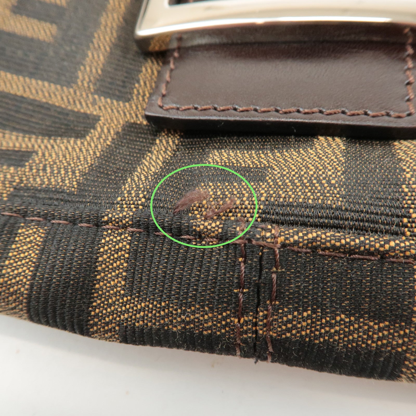 FENDI Mamma Baguette Zucca Canvas Shoulder Bag Brown Black 26424 Used