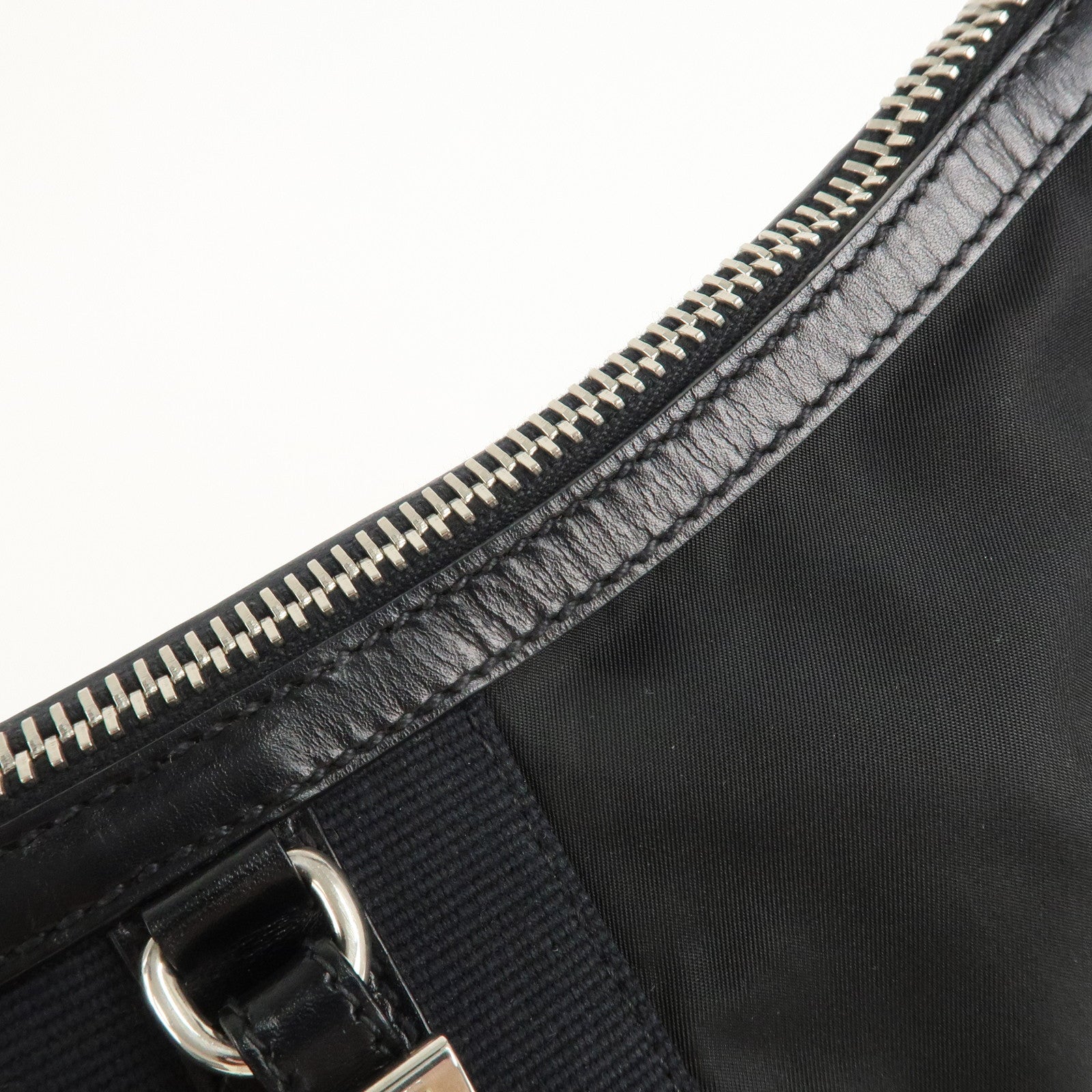 PRADA Nylon Leather Shoulder Bag Black BR2604 Used