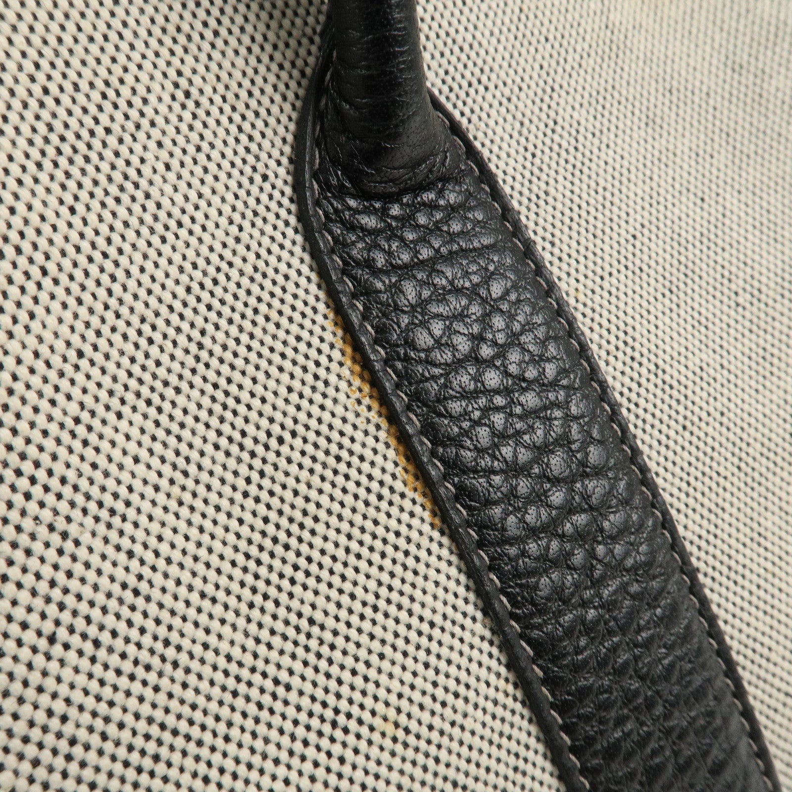 HERMES Garden Party Toile Ash Leather PM H Stamped Tote Bag Used