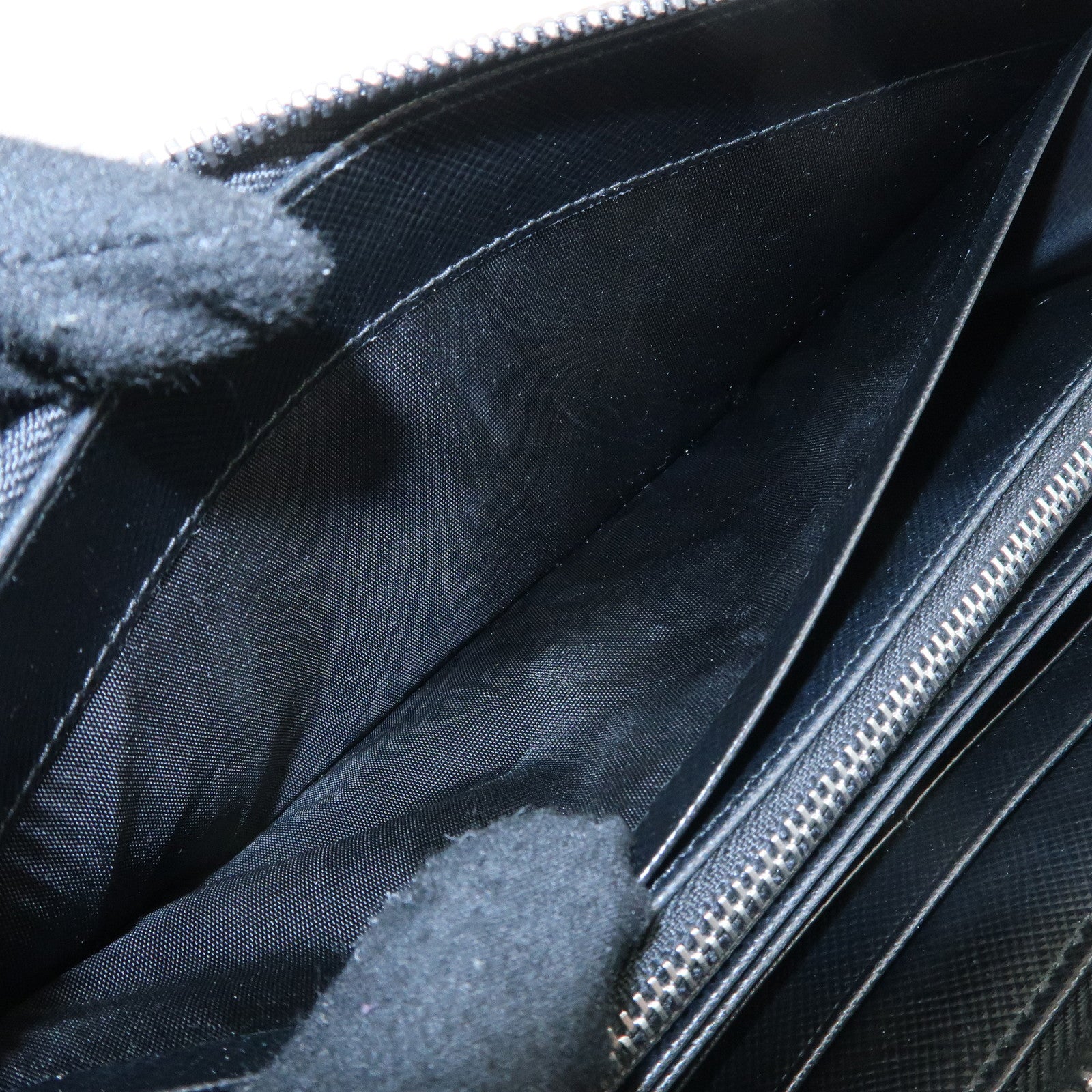 PRADA Logo Leather Round Zipper Long Wallet Flower 1ML506 Used