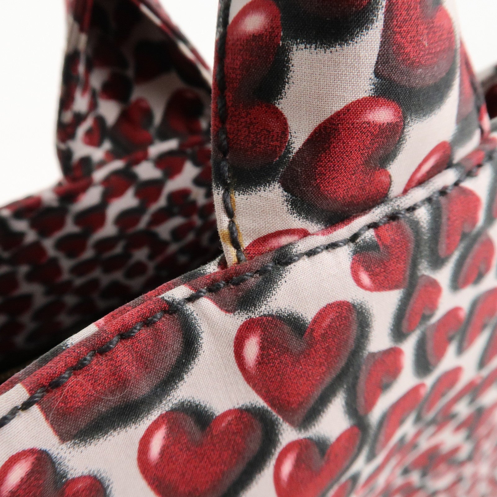 PRADA Canapa Canvas Tote Bag Hand 2Way Bag Red Ivory Gold BN1877 Used