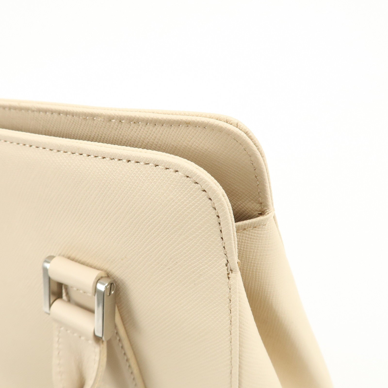 BURBERRY Leather Hand Bag Beige Used