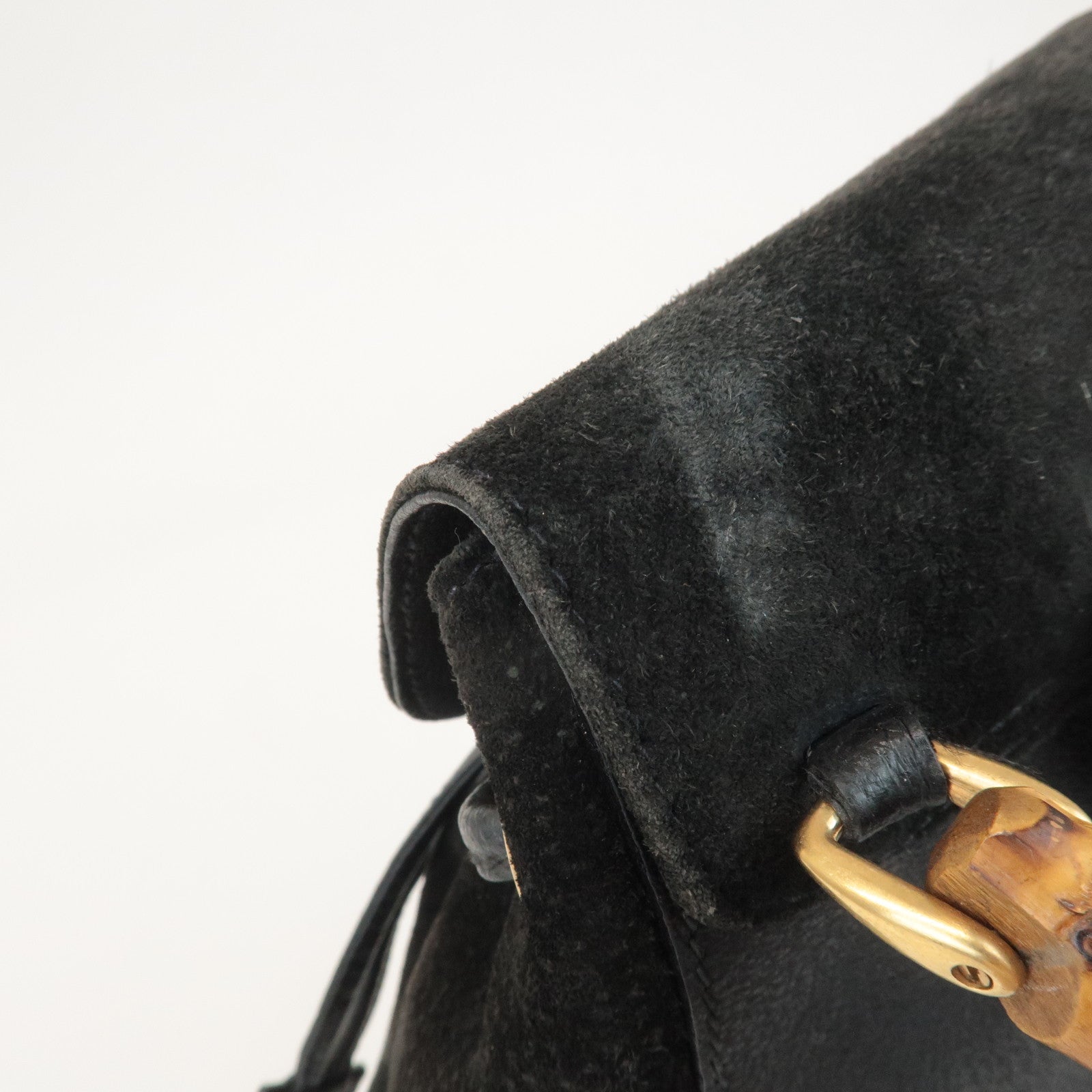 GUCCI Bamboo Suede Leather Mini Back Pack Black 00.2034.0030 Used