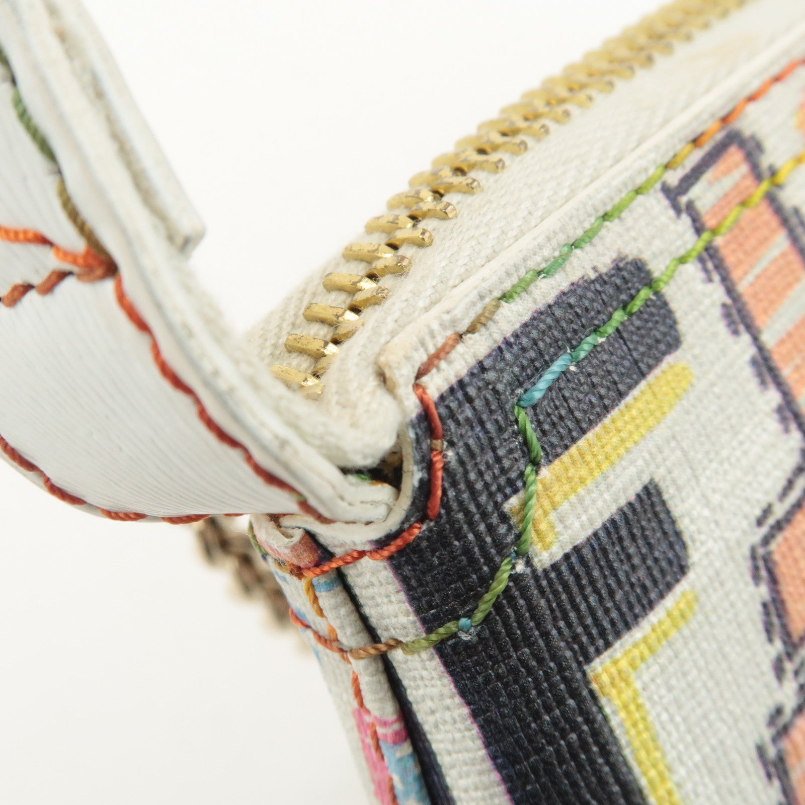 FENDI Zucca Print PVC Chain Accessory Pouch Multicolor 8BR592 Used