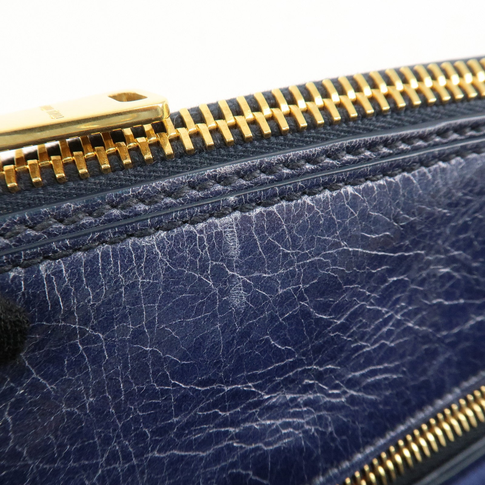 MIU MIU Leather 2Way Bag Hand Bag Shoulder Bag Blue RN1127 Used