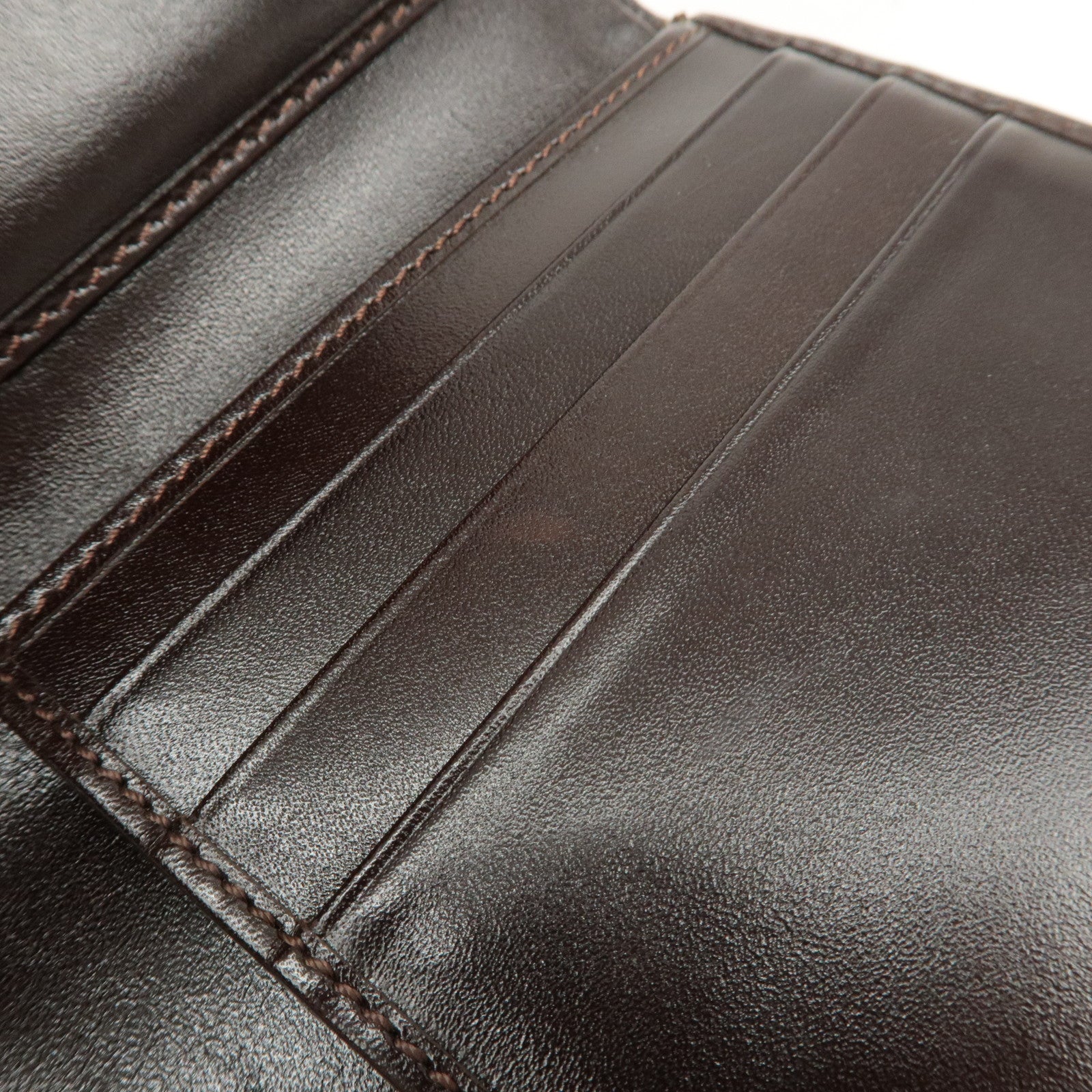 FENDI Zucca Canvas Leather Hook Tri-fold Wallet Brown 30729 Used