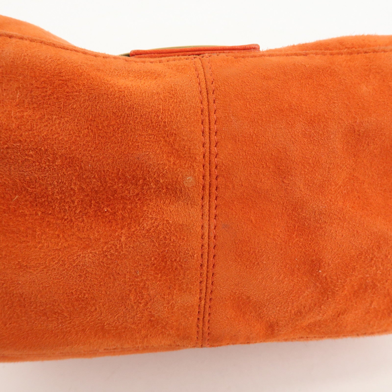 FENDI Mamma Baguette Suede Leather Shoulder Bag Orange 26325 Used