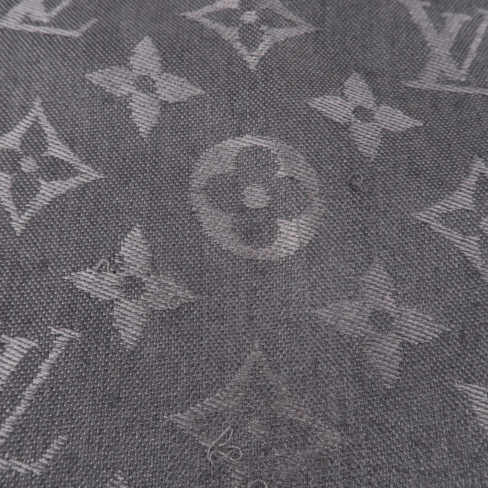 Louis Vuitton Monogram Silk Wool Stole Shawl Gray 402336 Used