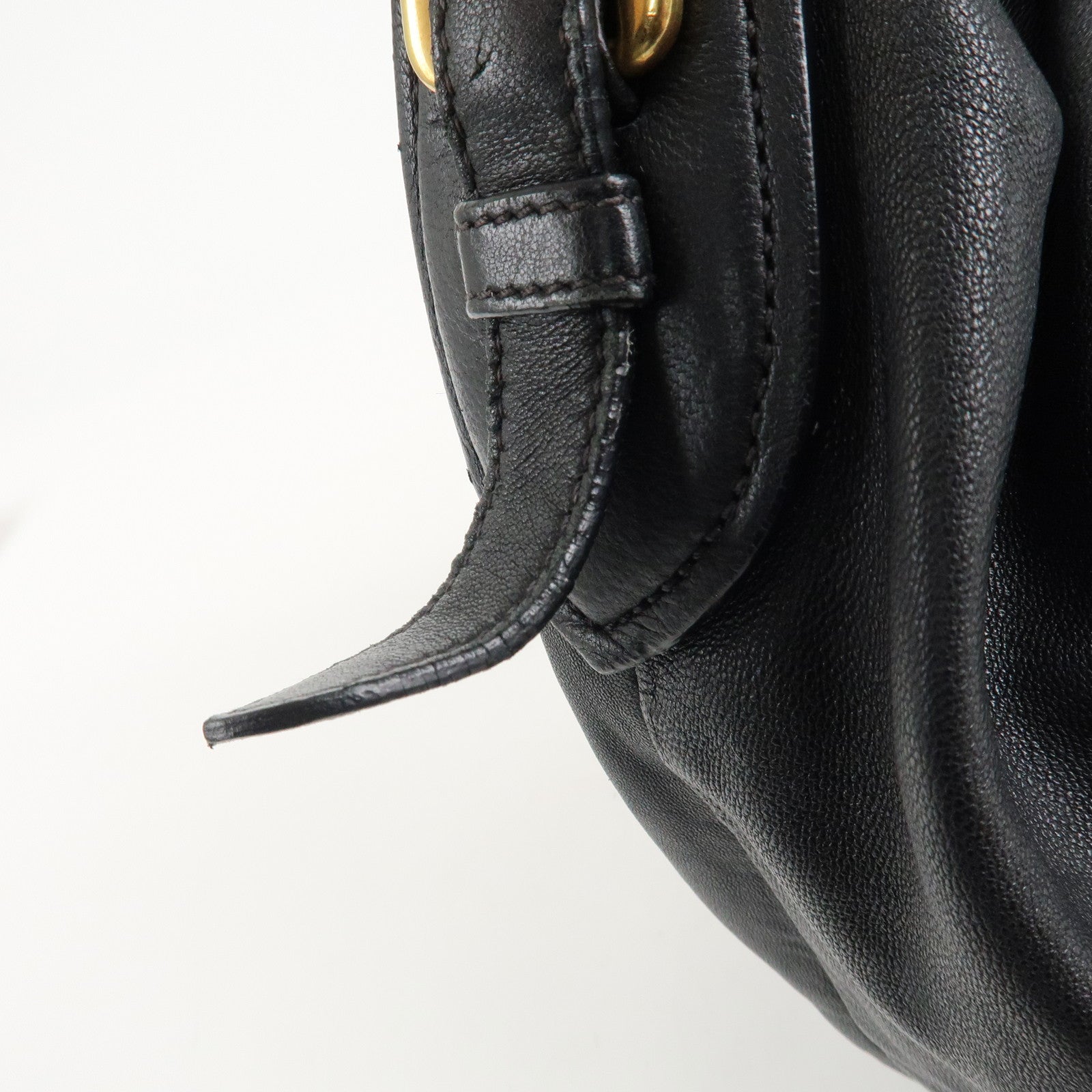 PRADA Leather 2Way Hand Bag Shoulder Bag Black BN2324 Used