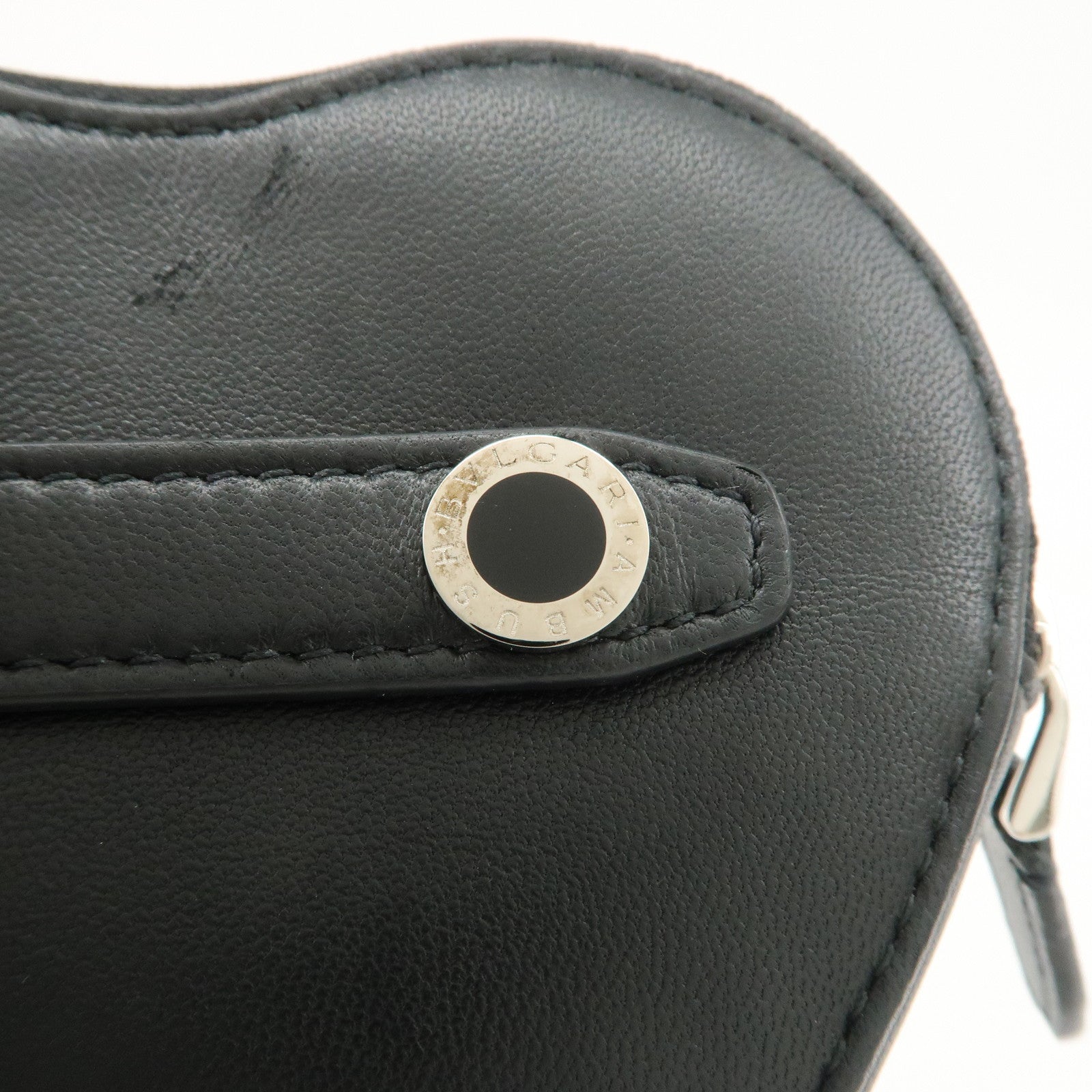 BVLGARI Leather AMBUSH Serpenti Heart Zipper Coin Case Black Used