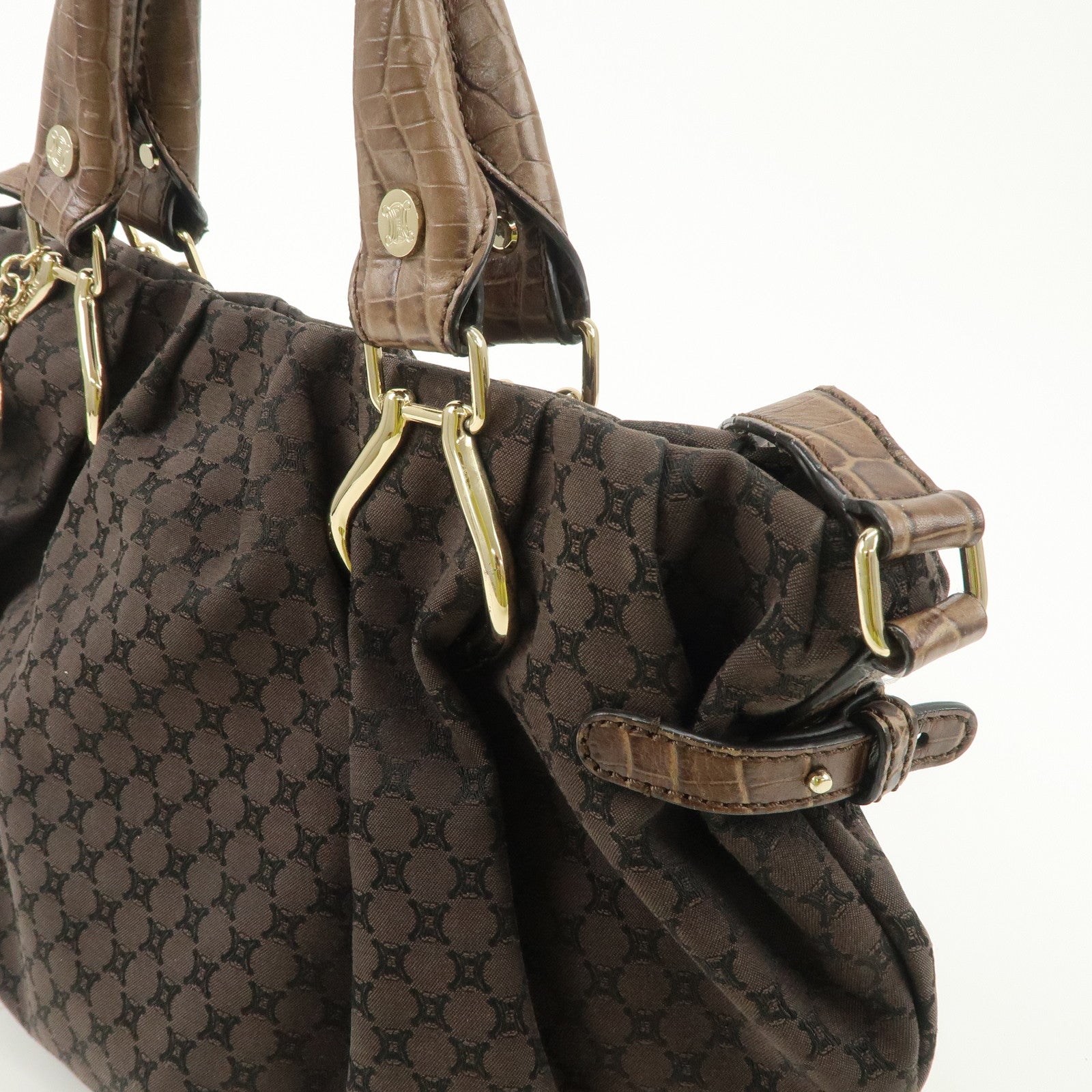 CELINE Macadam Canvas Leather 2way Shoulder Bag WC-ST-0059 Used
