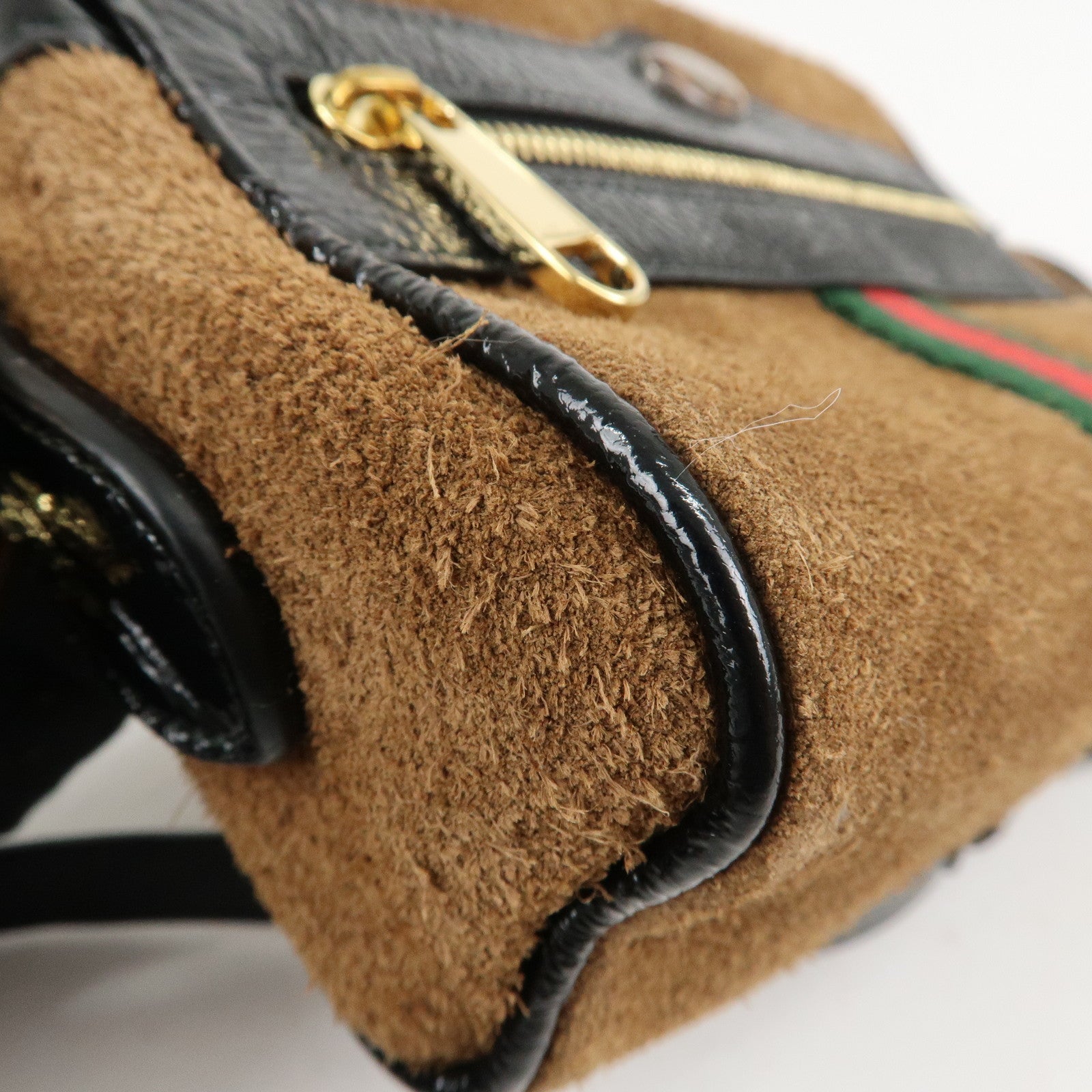 GUCCI Ophidia Sherry Suede Patent Leather Shoulder Bag 573321 Used