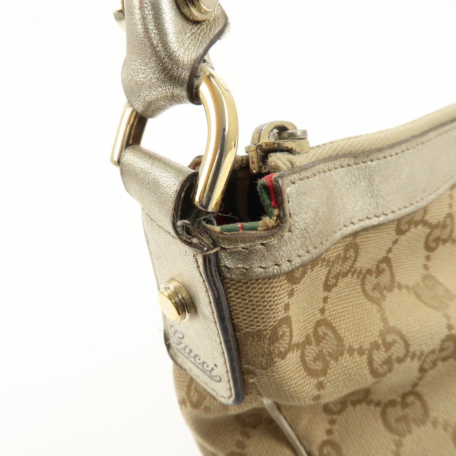 GUCCI GG Canvas Leather Shoulder Bag 153025 Used