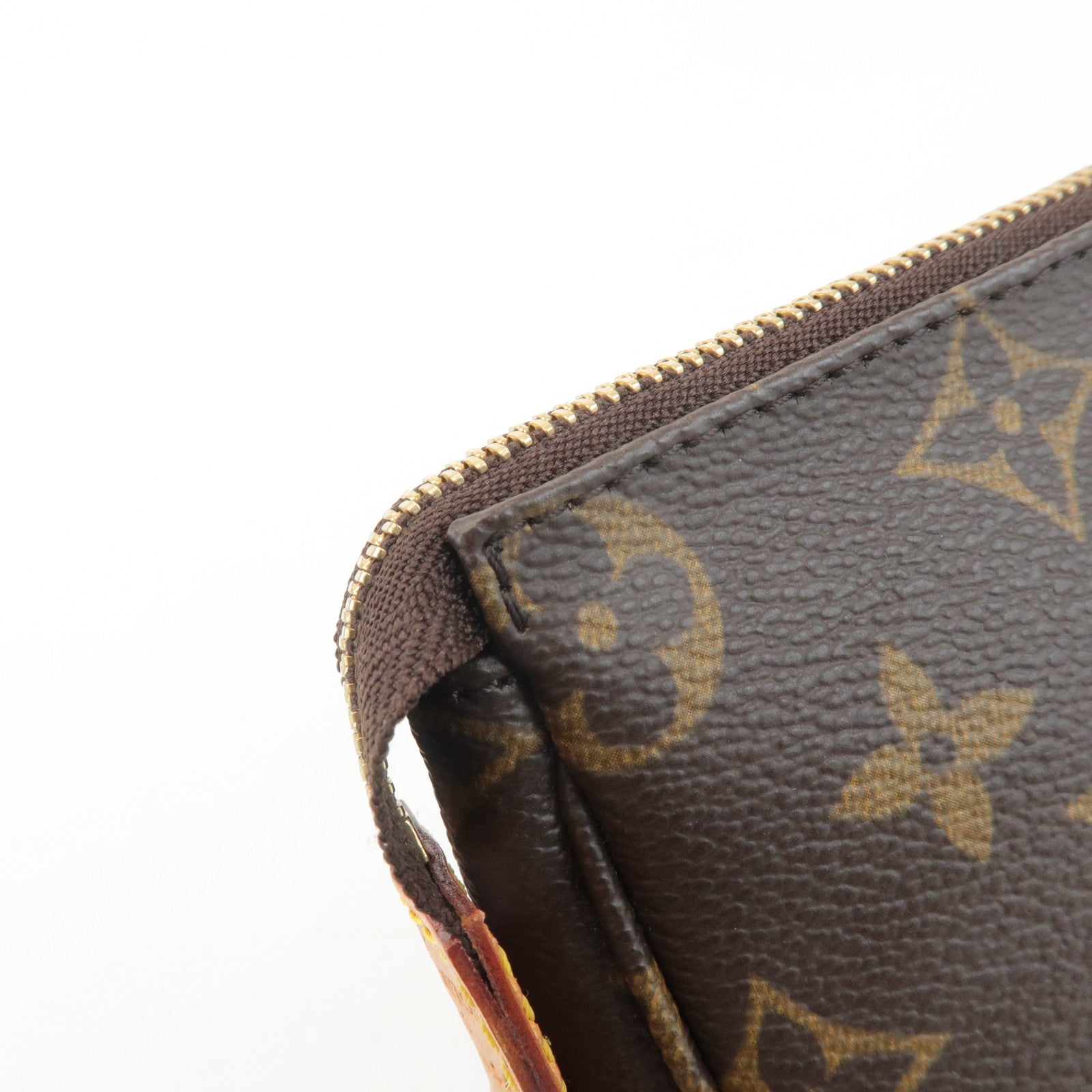 Louis Vuitton Bucket PM Pouch Hand Bag Brown Gold Hardware Used