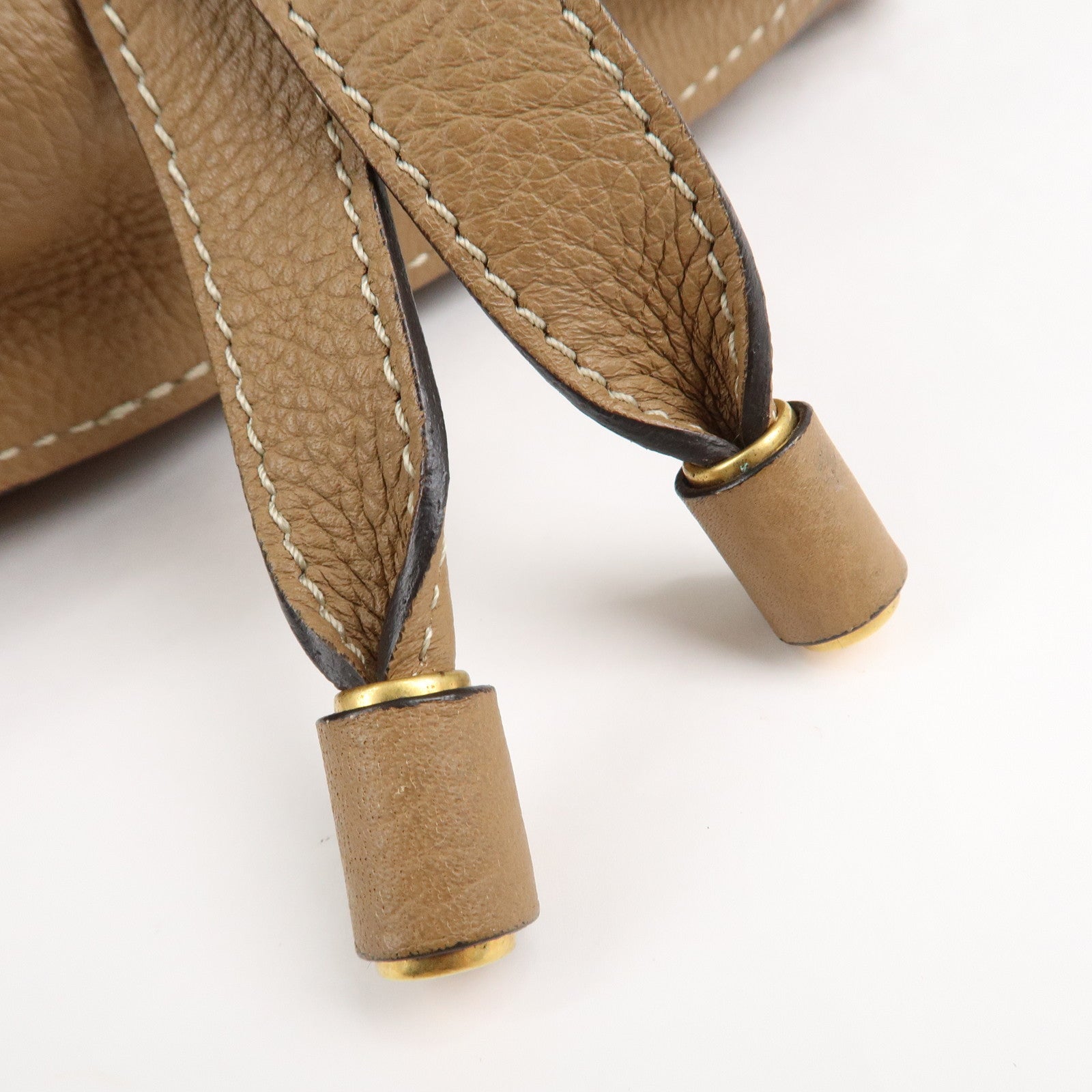 Chloe Marcie Leather Shoulder Bag Hand Bag Beige Used