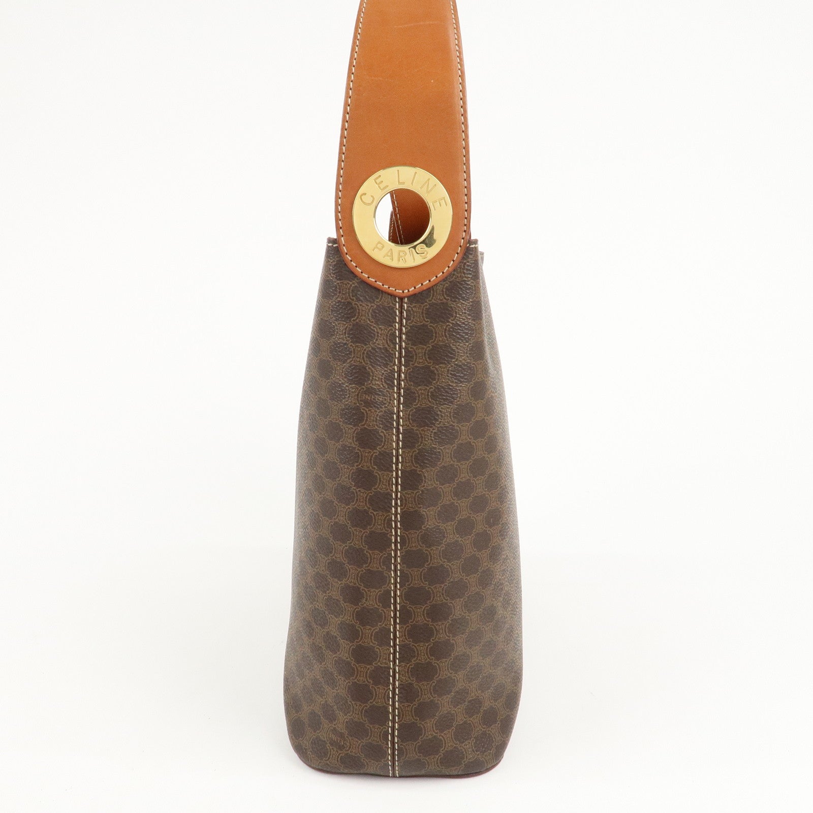 CELINE Macadam PVC Leather Shoulder Bag Hand Bag Brown Used