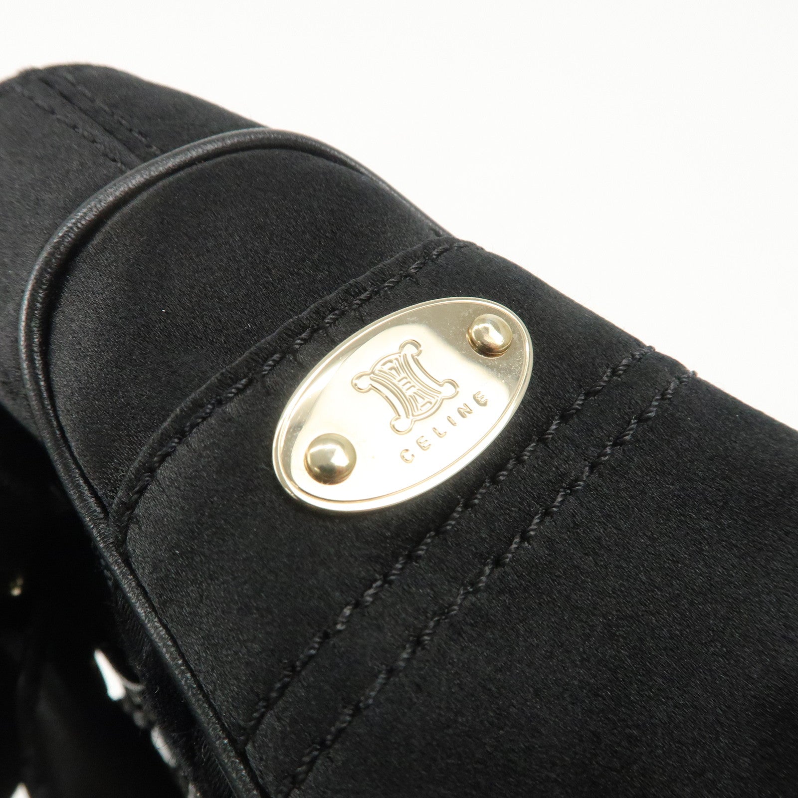 CELINE Macadam Satin Leather Mini Boogie Bag Beads Macadam Stamp Used