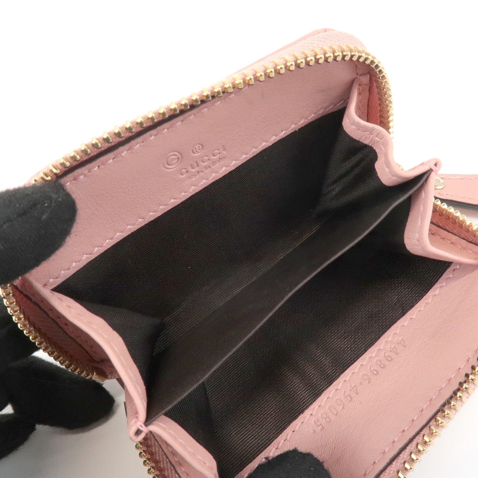 GUCCI Micro Guccissima Leather Mini Coin Case Pink 449896 Used