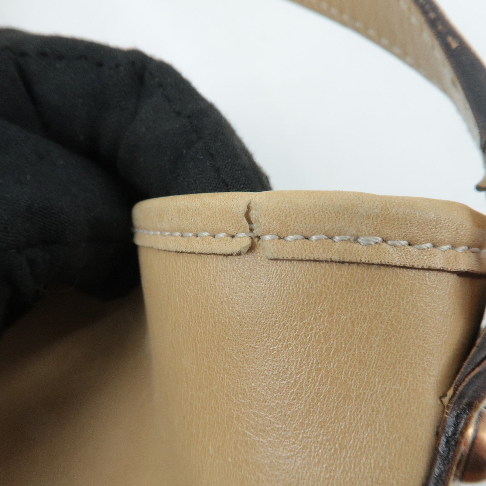 GUCCI Interlocking G Leather Shoulder Bag Beige 114877 Used