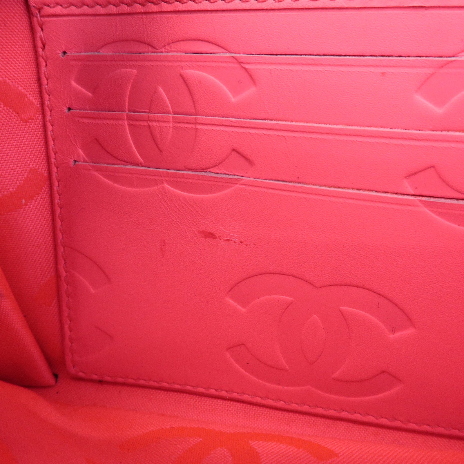 CHANEL Cambon Line COCO Mark Lamb Skin Bifold Wallet A26722 Used