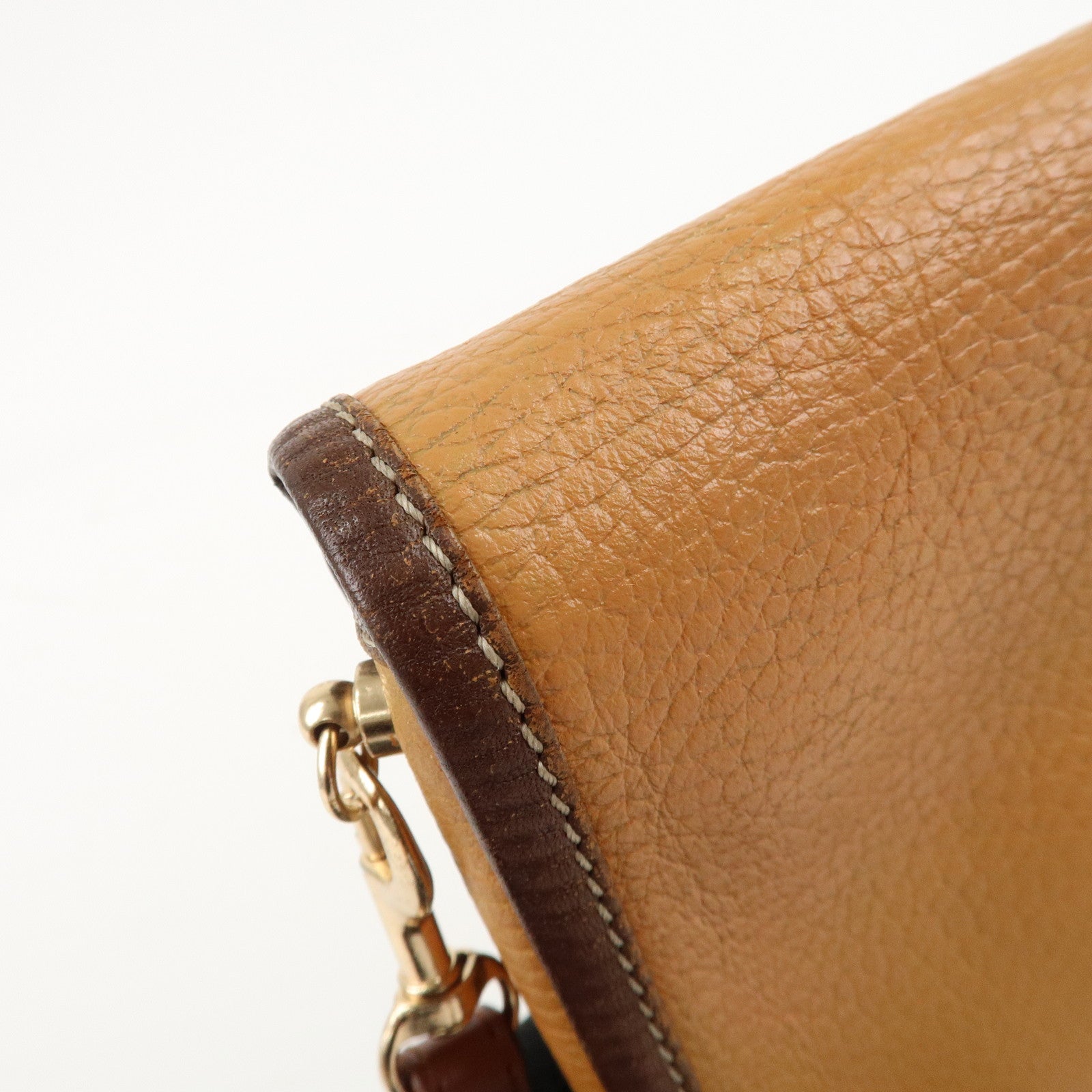 LOEWE Anagram Leather Shoulder Bag Brown Used