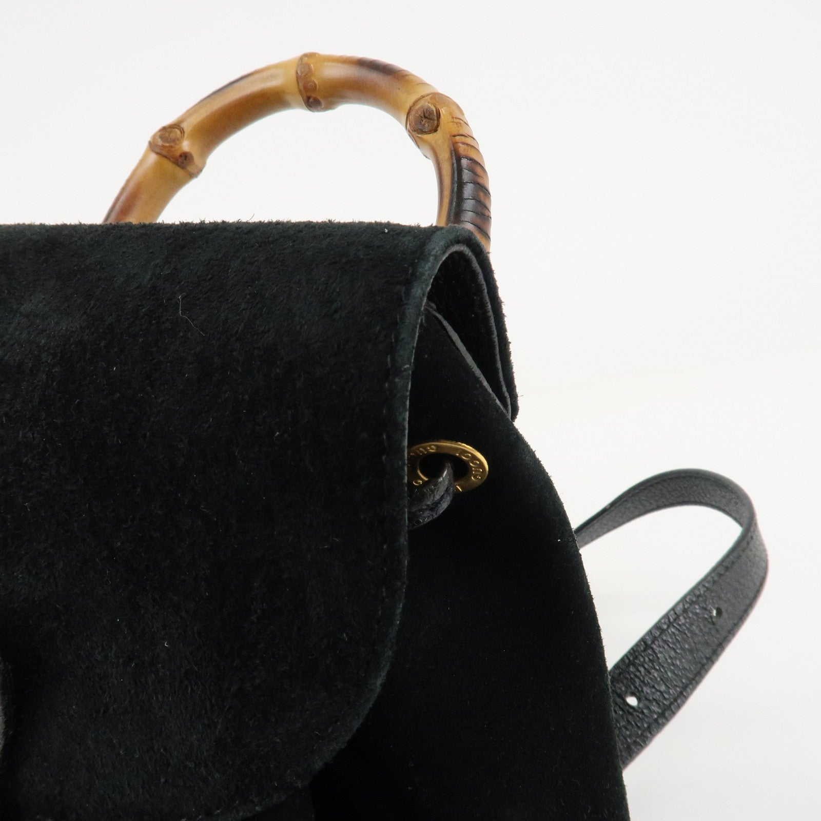 GUCCI Bamboo Leather Suede Mini Back Pack Black 003.1705.0030 Used