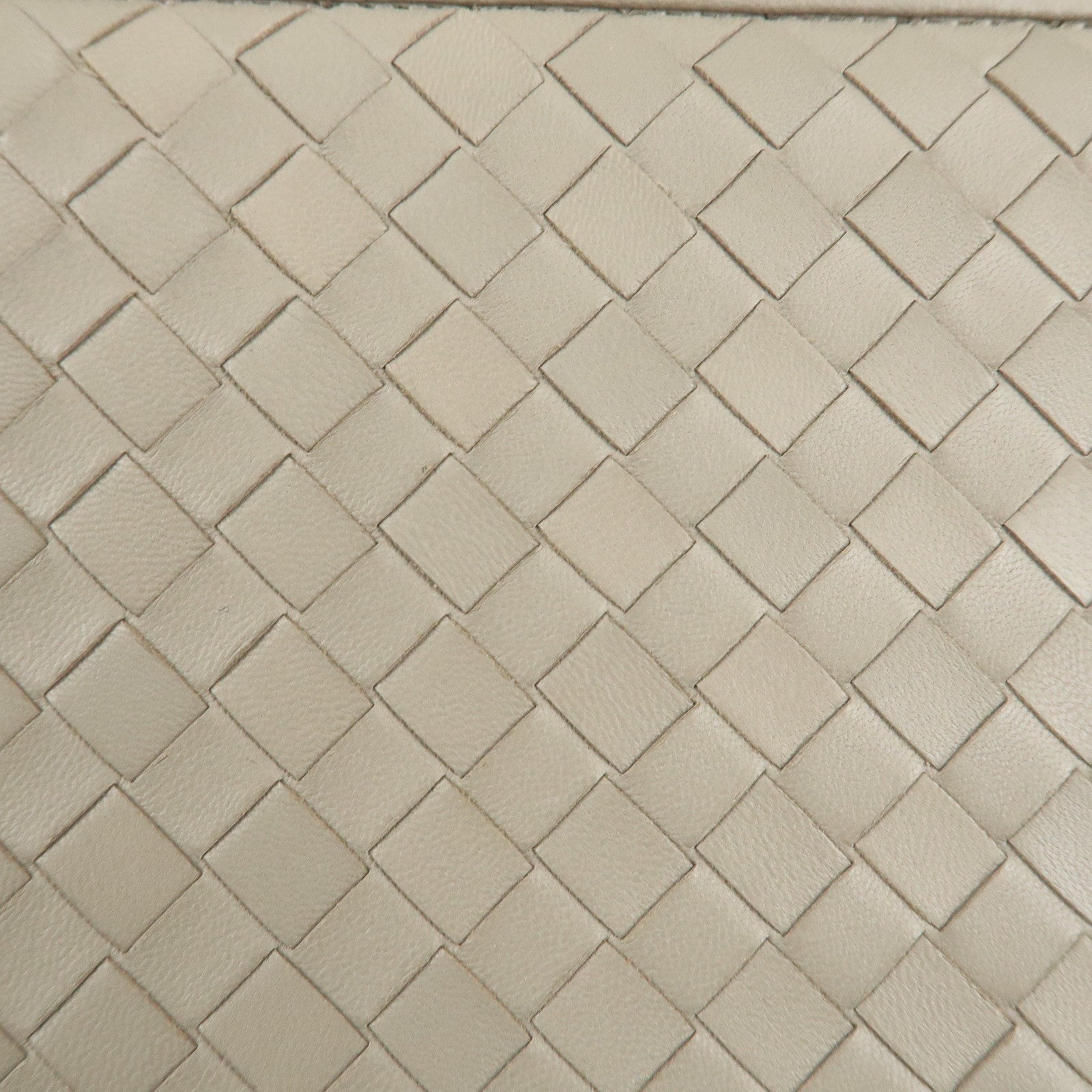 BOTTEGA VENETA Intrecciato Leather Round Zipper Long Wallet Gray Used