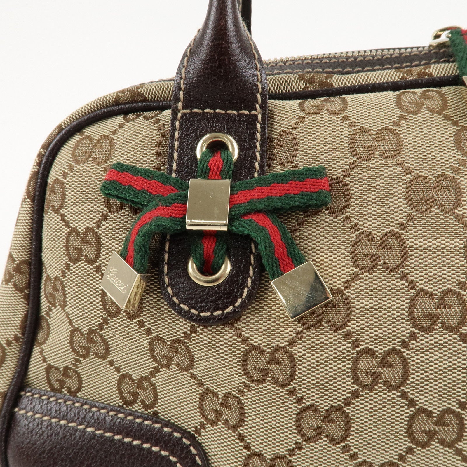 GUCCI Princy Sherry GG Canvas Leather Shoulder Bag Hand Bag 161720 Used