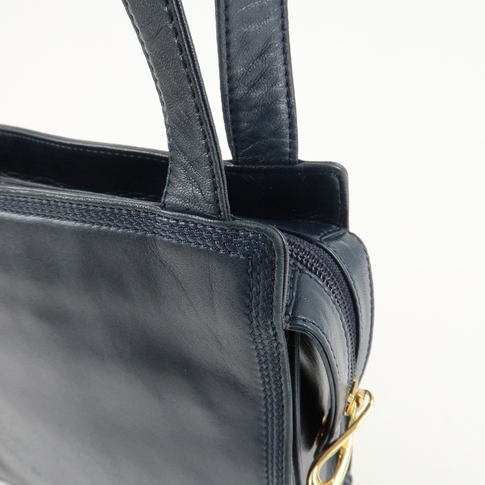 LOEWE Anagram Leather Shoulder Bag Navy Used