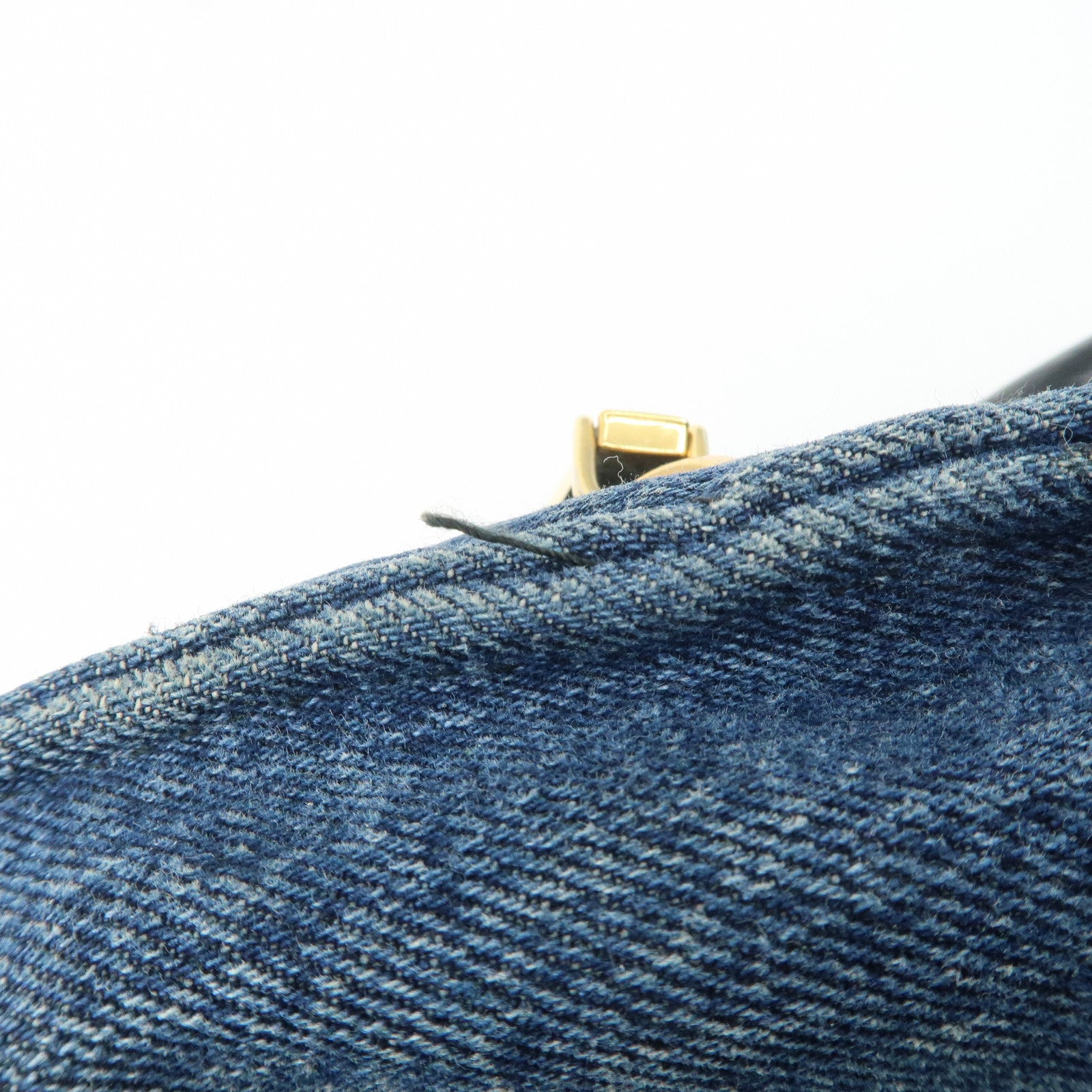 MIU MIU Denim Leather Biker 2Way Tote Bag Blue Black RN1031 Used