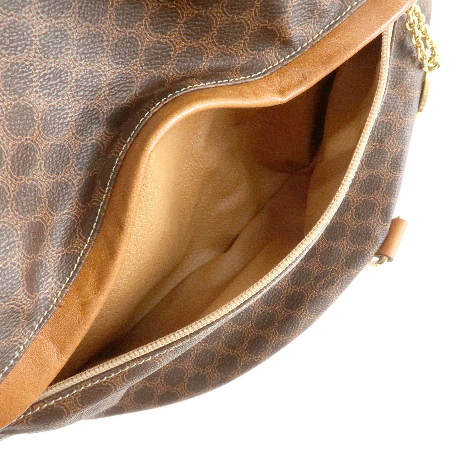 CELINE Macadam PVC Leather One Shoulder Bag Dark Brown Used