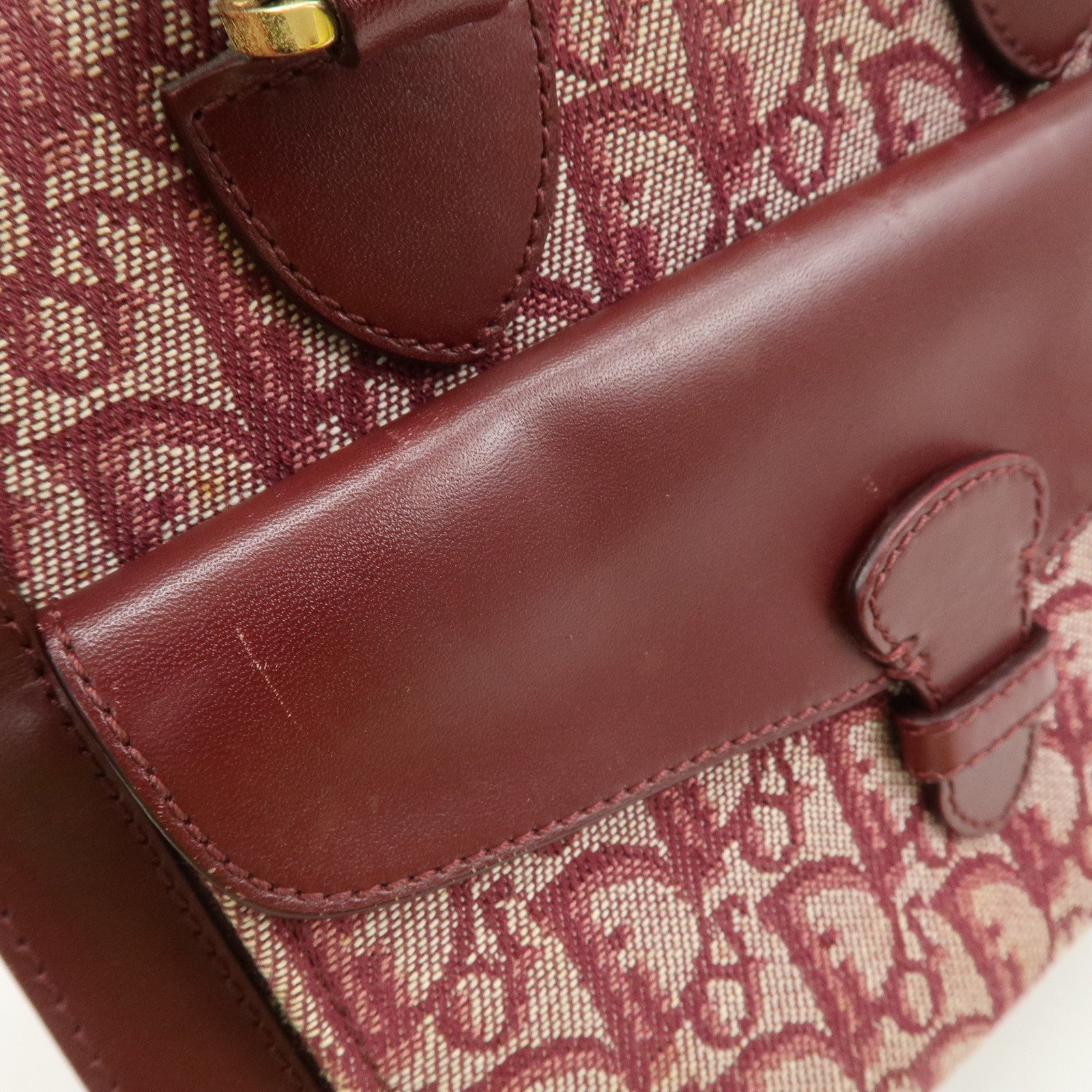 Christian Dior Trotter Canvas Leather Tote Bag Hand Bag Bordeaux Used
