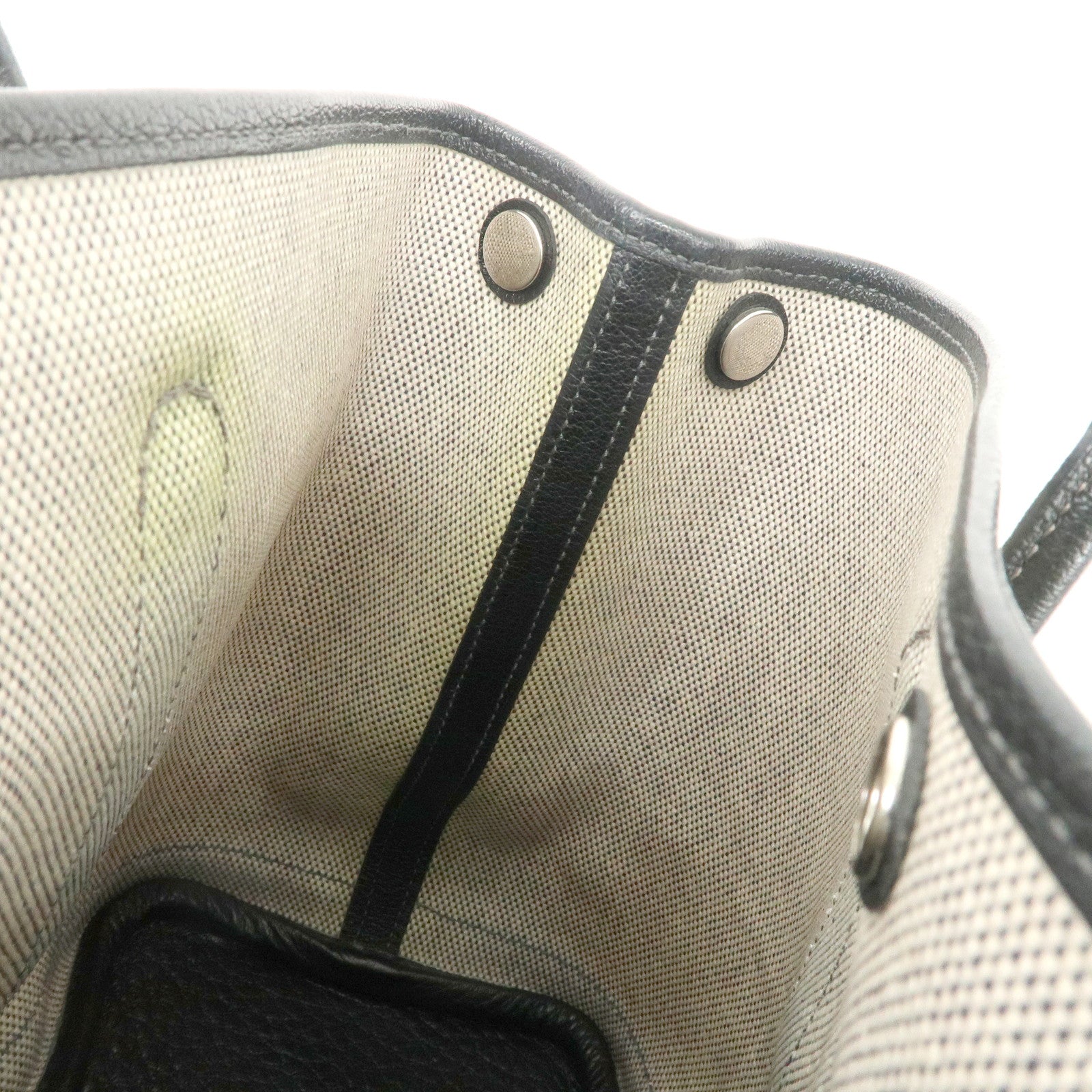 HERMES Toile Ash Buffle Garden Party TPM Stamped Tote Bag Natural Used