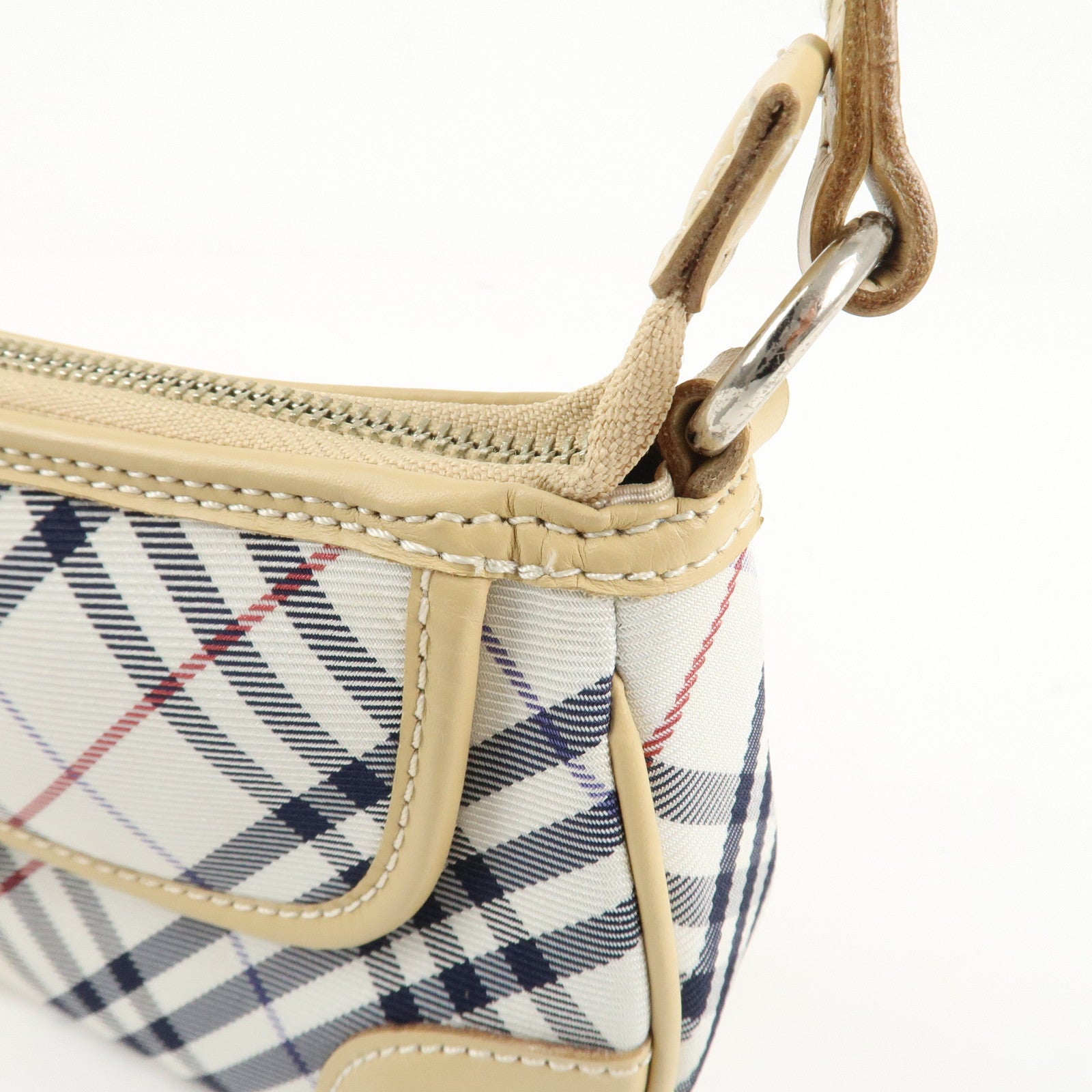 BURBERRY London Canvas Leather Nova Plaid Shoulder Bag Beige Ivory Used