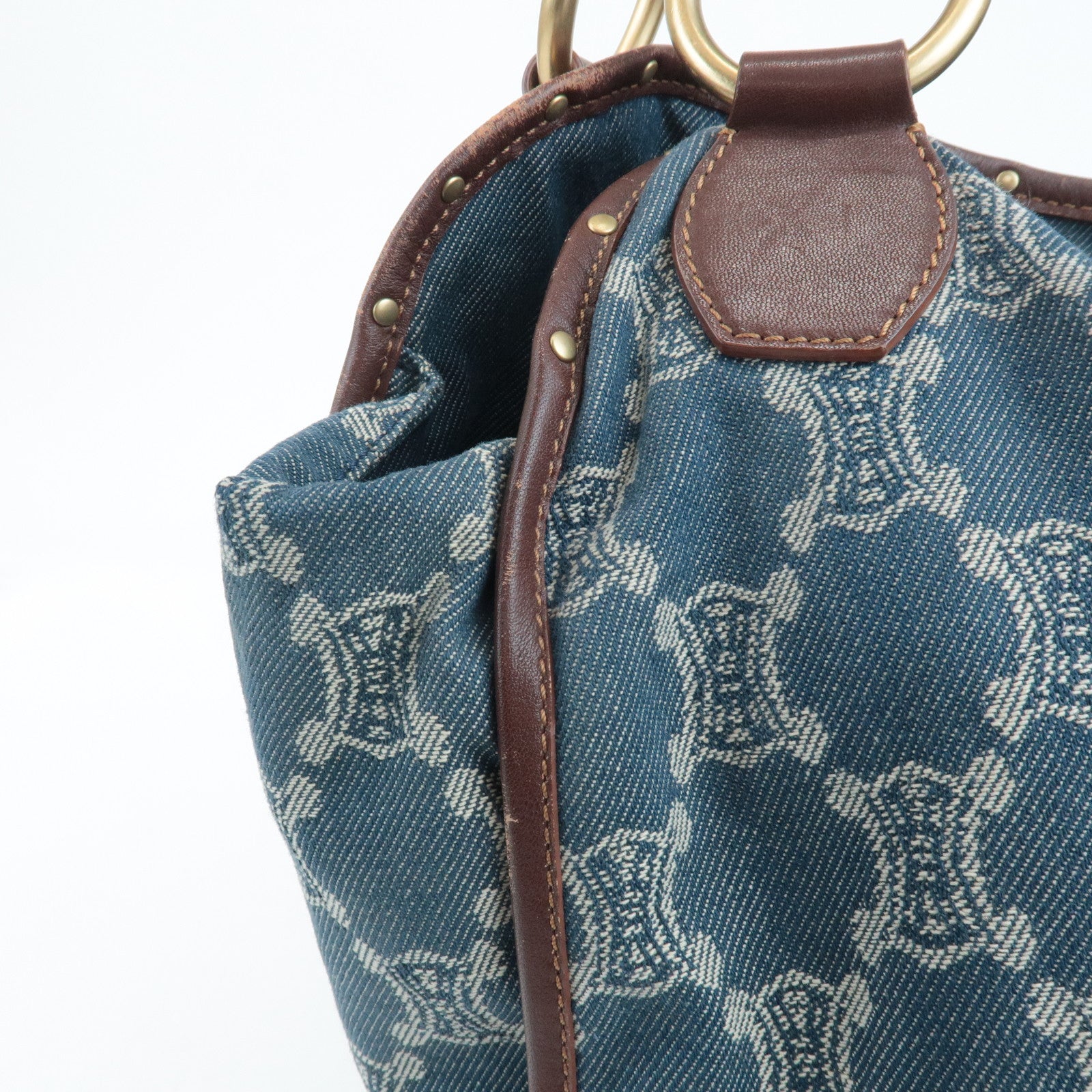 CELINE Macadam Denim Leather Bitter Sweet Shoulder Bag Used