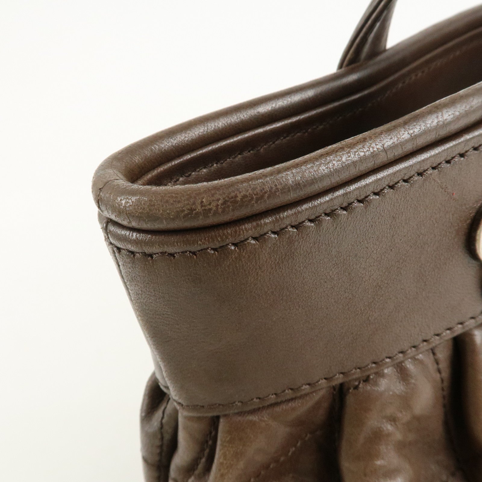 CHANEL Matelasse Leather Hand Bag Tote Bag Brown Used