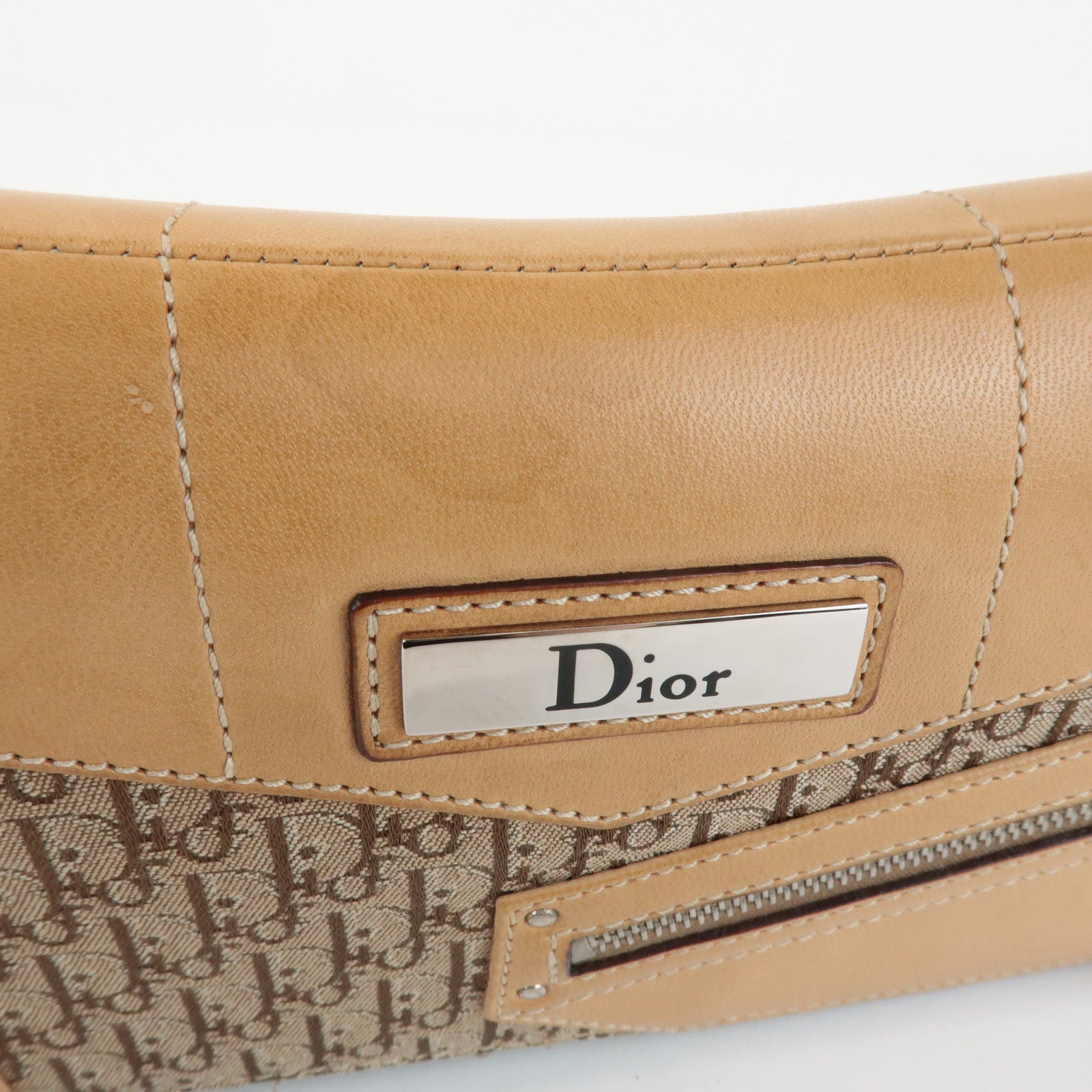 Christian Dior Street Chic Trotter Canvas Leather Shoulder Bag Used