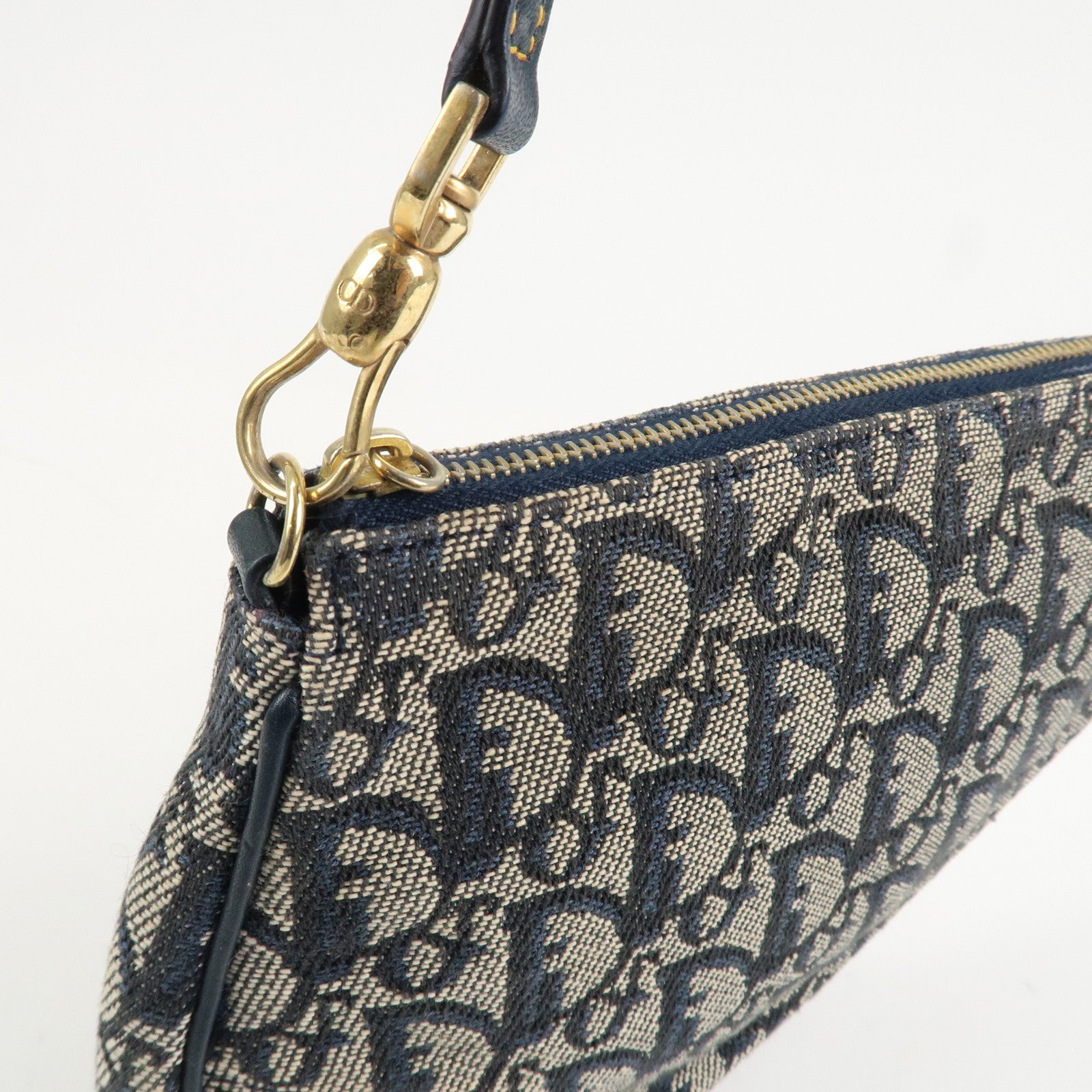 Christian Dior Trotter Canvas Leather Mini Saddle Pouch Hand Bag Used