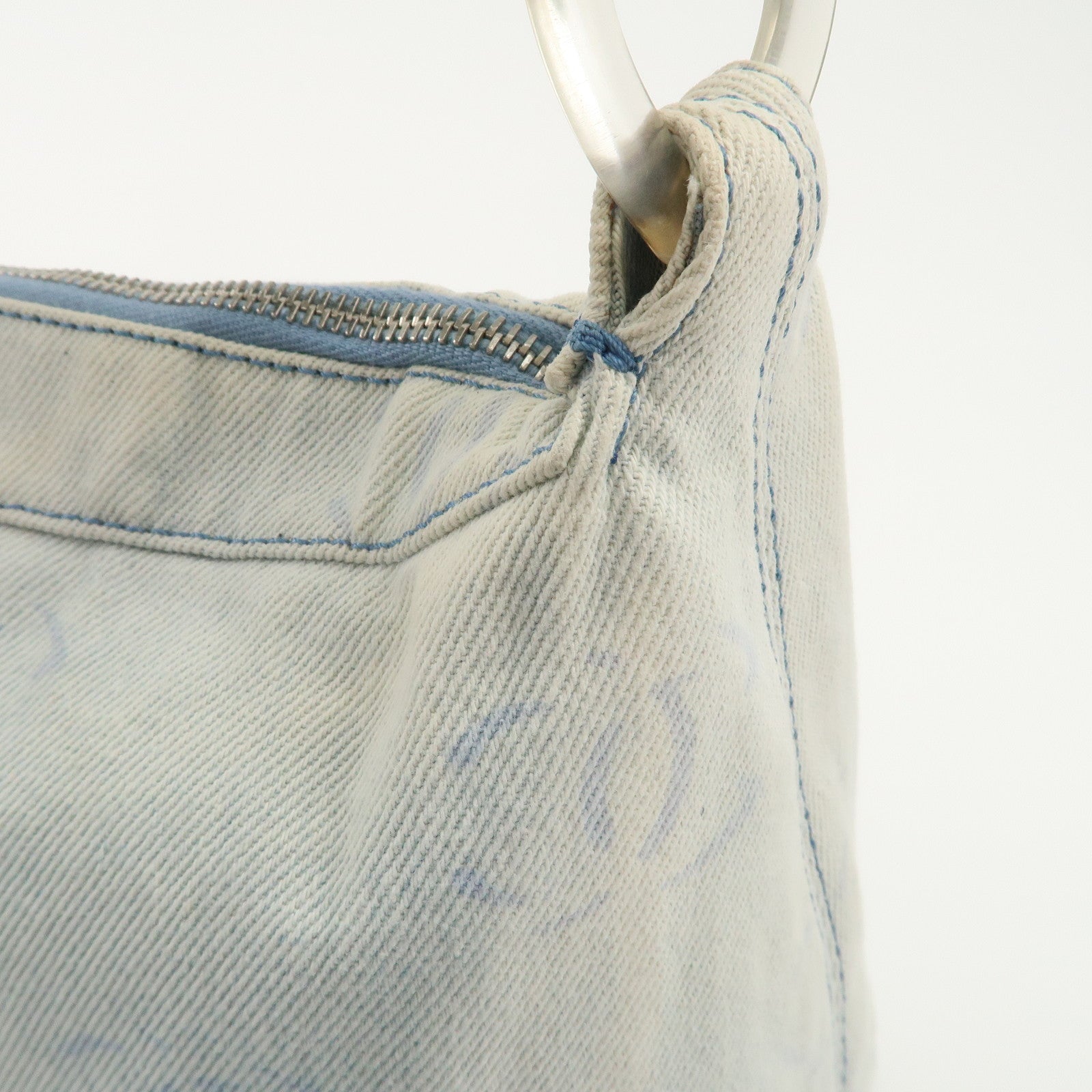 CHANEL Denim Plastic COCO Mark One Shoulder Bag Light Blue Used